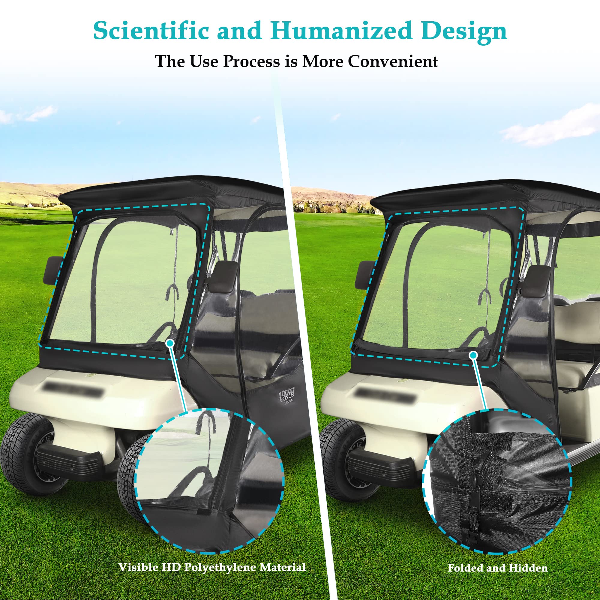 10L0L Golf Cart 4 Passenger Enclosure for Club Car DS, 4-Sided Clear ...