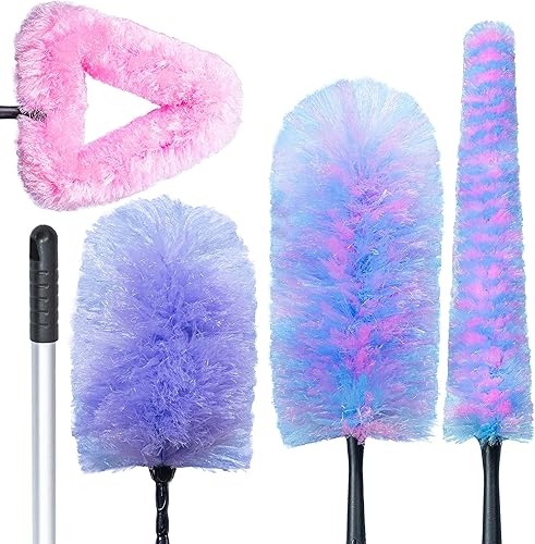 Miniatura 7 de Rocktex Kit de plumero de plumas con poste de extensión de 5.6 pies, 4 cepillos de polvo para limpiar el ventilador de techo de pared del hogar,