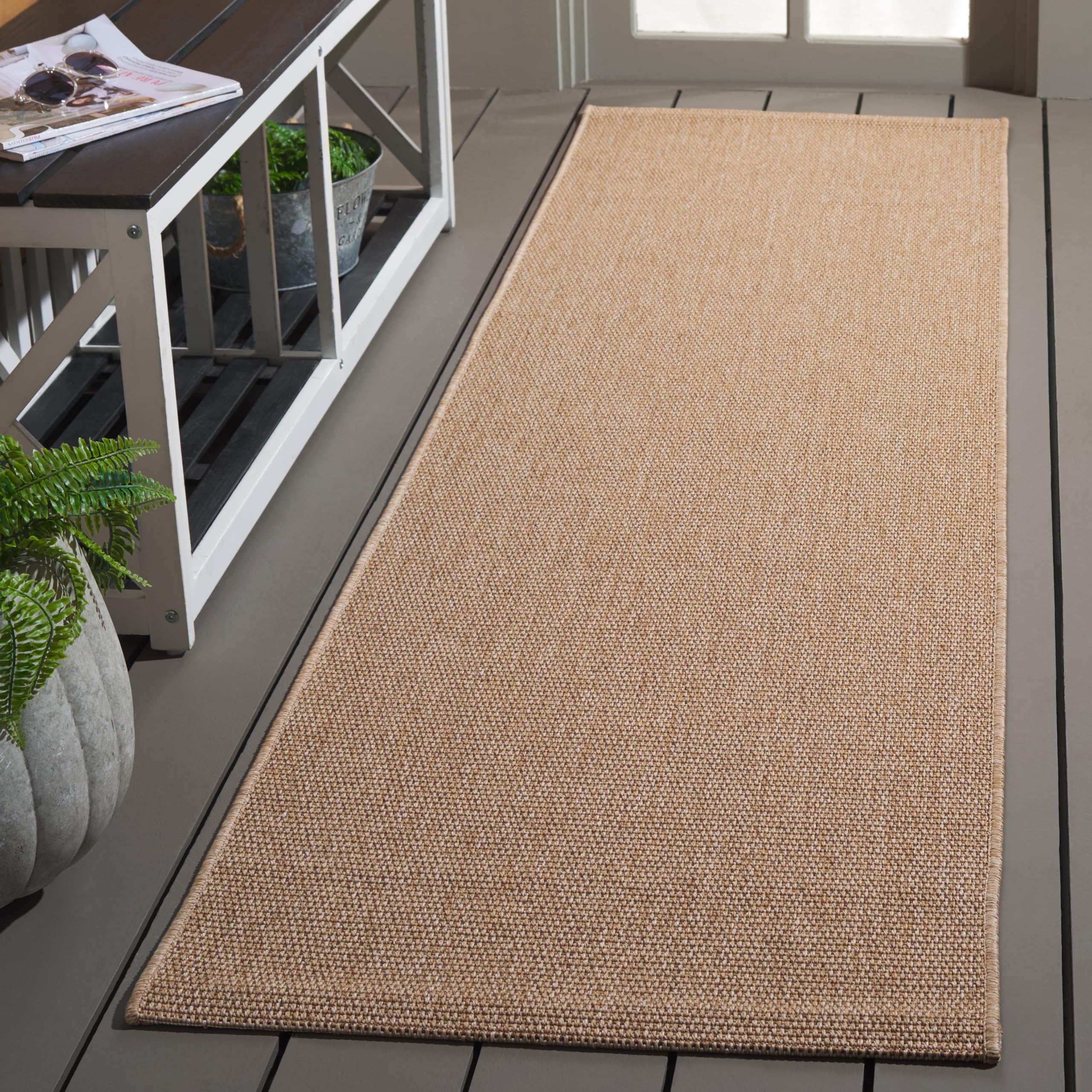 SAFAVIEH Washable Rug Outdoor Sisal All-Weather Collection - 2'2" x 8', Tan, Non-Shedding & Easy to Clean, Ideal for Patio, Backyard, Mudroom (SAW642B