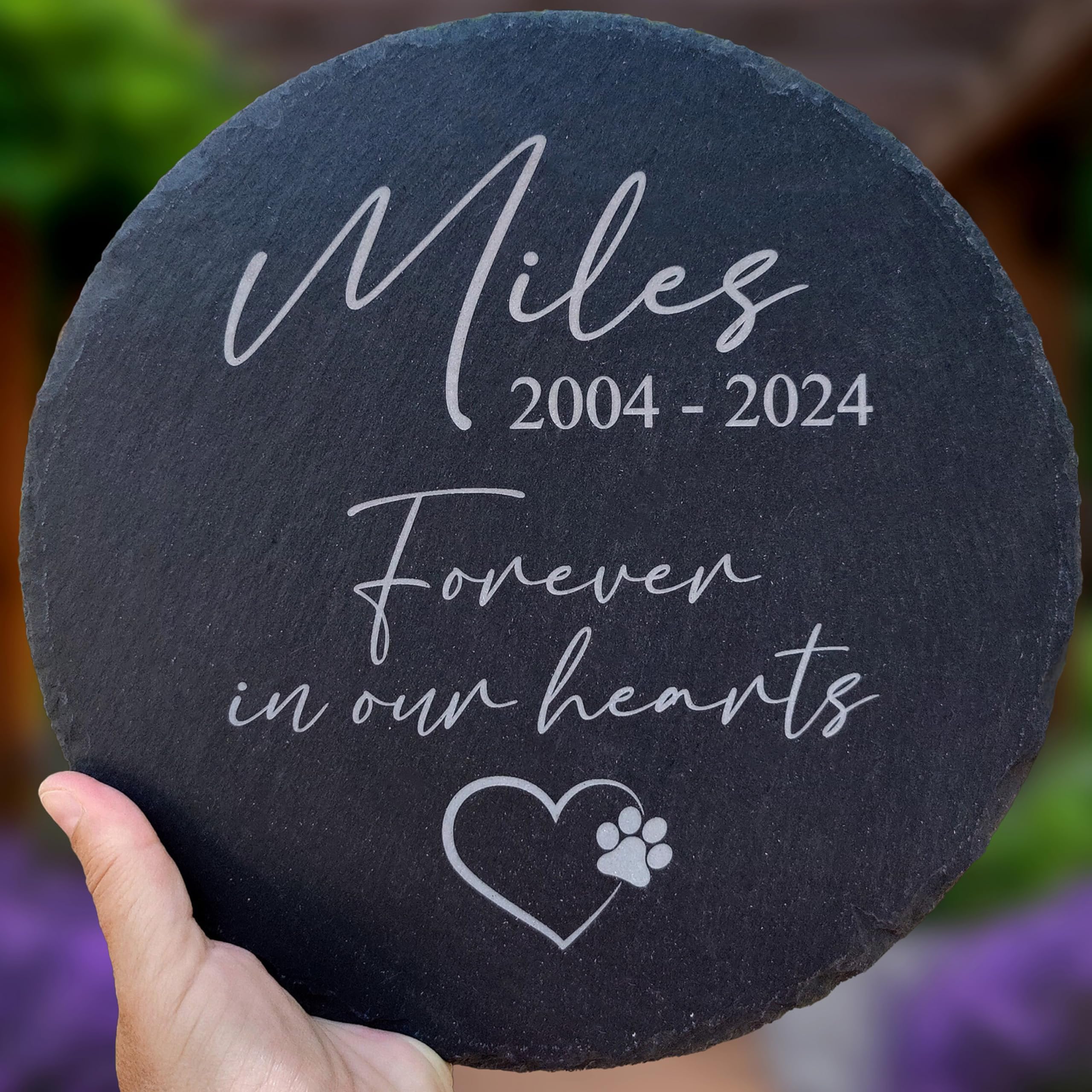 Personalized Pet Memorial Stone for Dogs and Cats | Custom Laser-Etched Weatherproof Garden Grave Marker | Natural Stone Bereavement Headstone