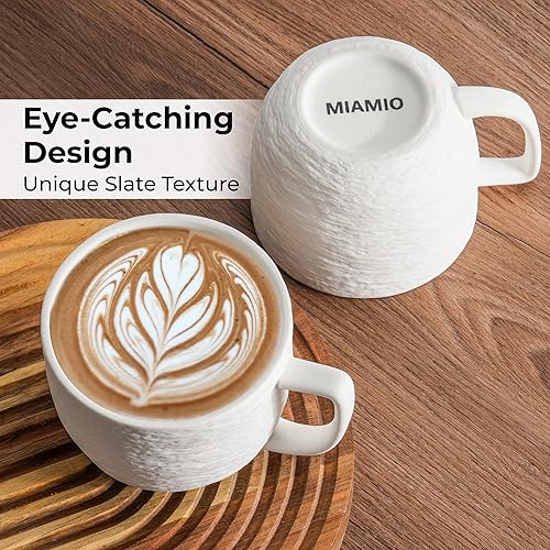 Miniatura 9 de MIAMIO Juego de 4 tazas de café de 15 onzas - Taza de cerámica para café, café con leche, capuchino y té - Colección Oasis
