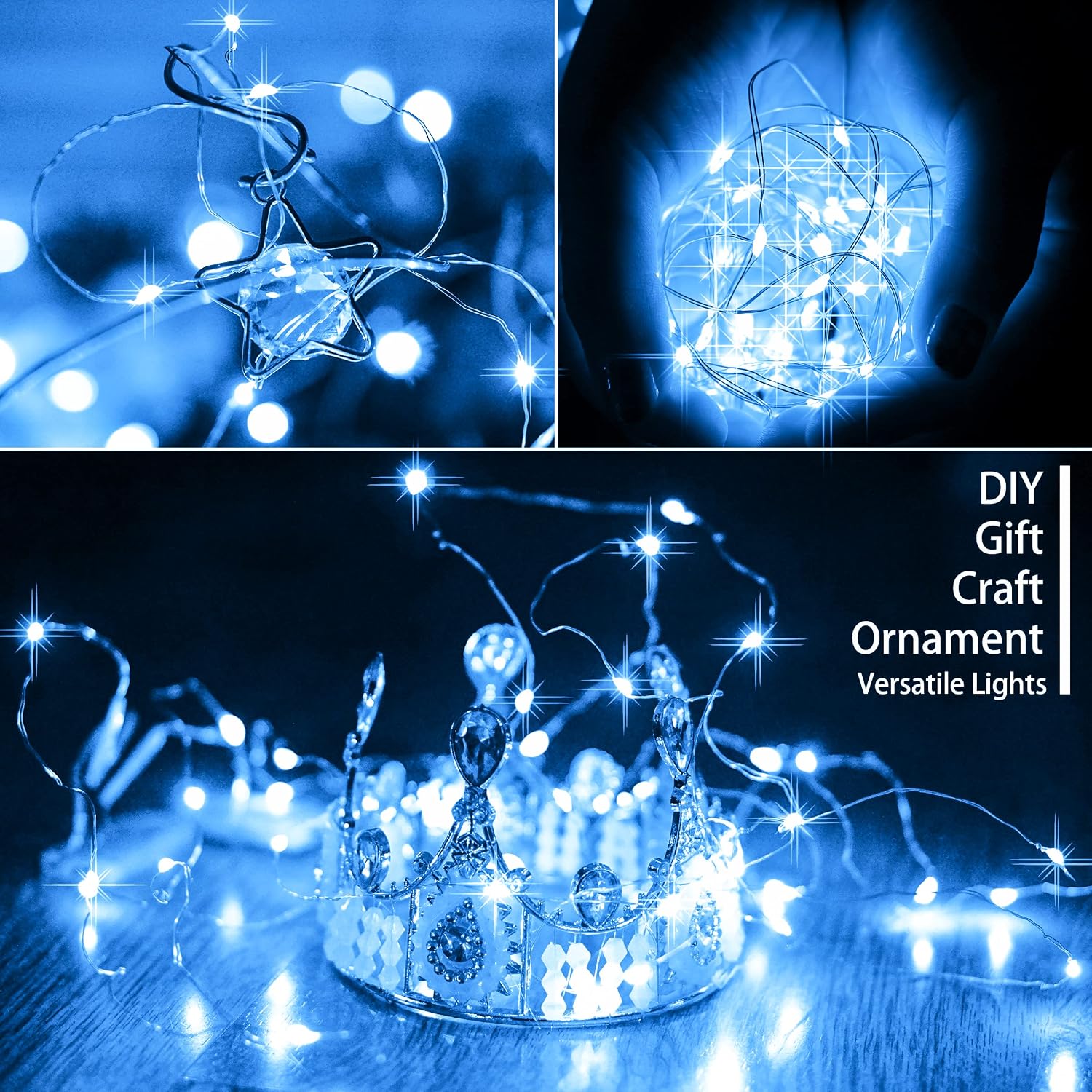 SunKite 16 Packs 20 LED Fairy String Lights Battery Operated Waterproof 6.6 Feet Silver Copper Wire Firefly Starry Moon Lights for DIY Costume Wedding Party Bedroom Table Decor (Cool White) image 5