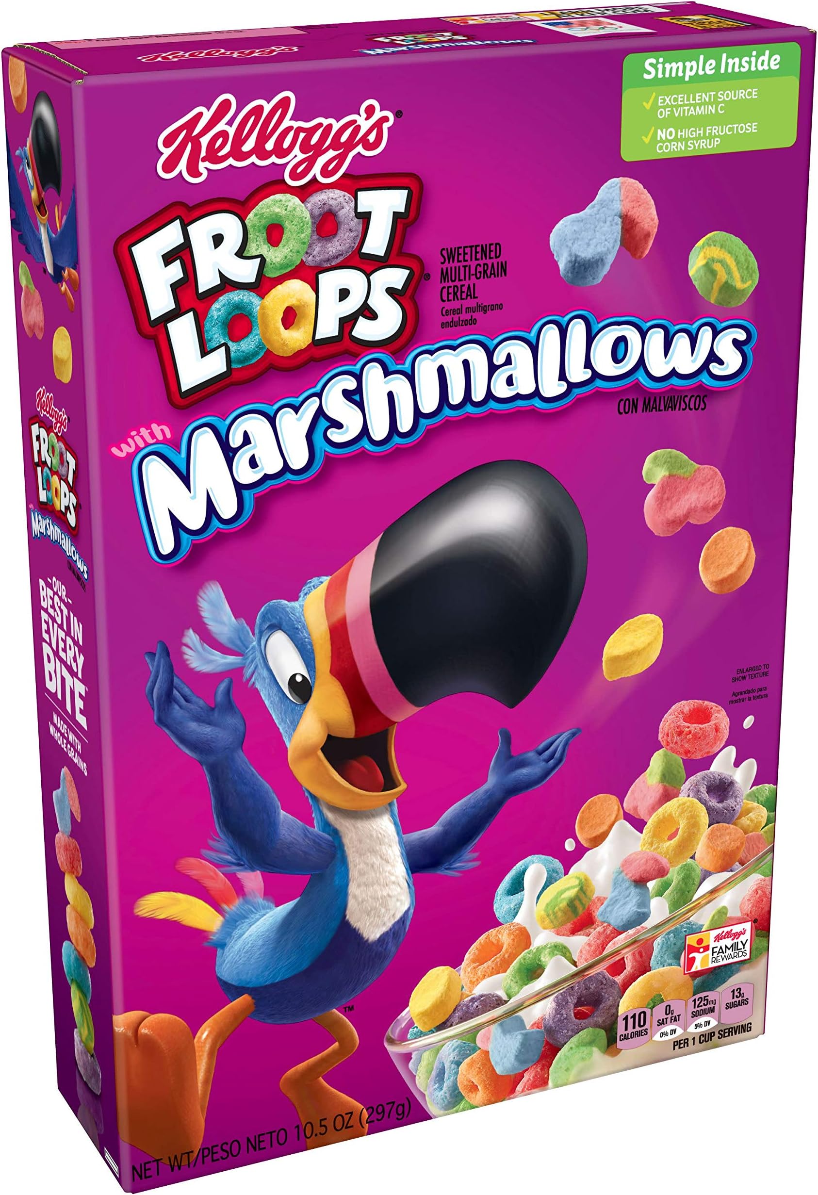 Breakfast Cereal with Fruity Shaped Marshmallows, Low Fat, 10.5 oz Box(Pack of 8)