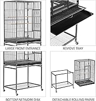 Vista 7 de Yaheetech Jaula grande de hierro forjado de 54 pulgadas para loros pequeños, periquitos y pájaros para loros pequeños, periquitos, mejillas verdes