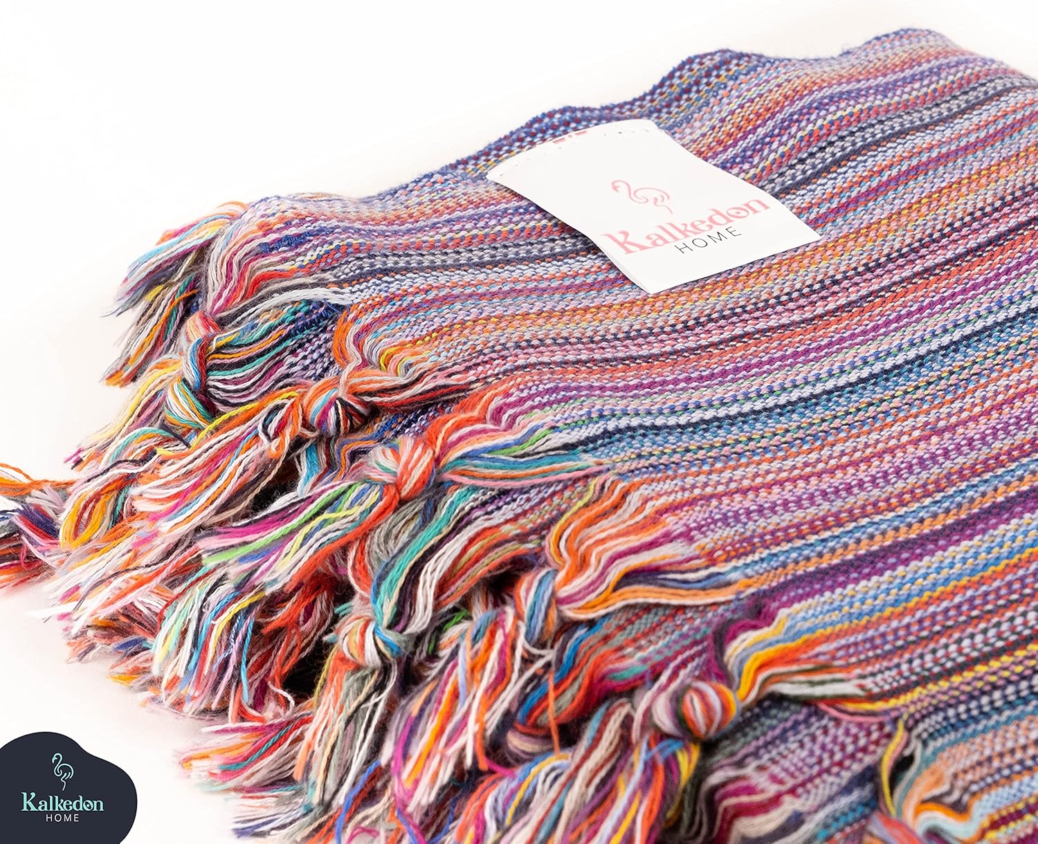 Kalkedon Towels Rainbow Beach Towel | Sarong |Luxurious Turkish Towel | Turkish Cotton Beach Blanket |Picnic Blanket |Peshtemal | Wrap | Pareo |Yoga Blanket (Purple)