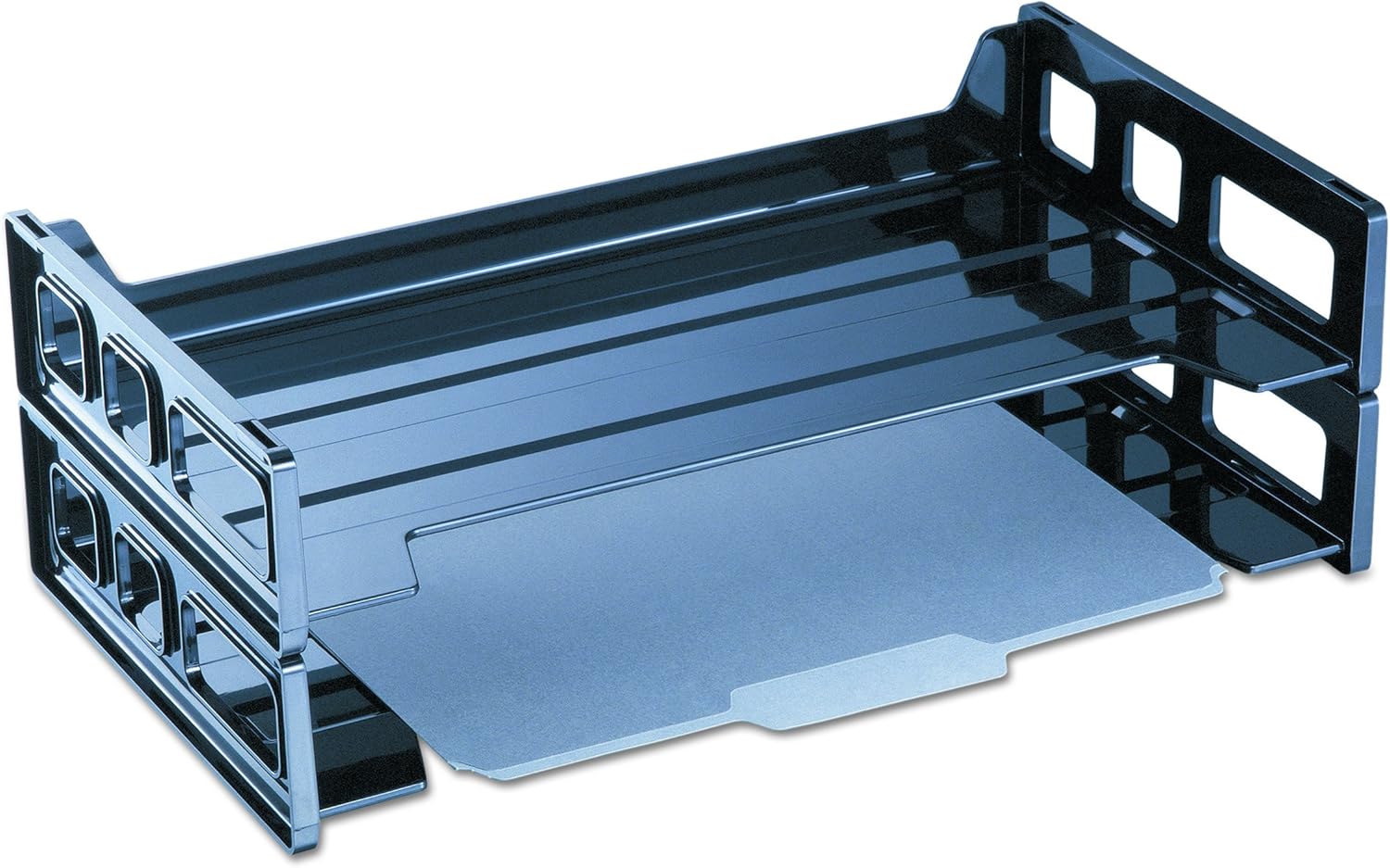 Universal 08101 Side Load Legal Desk Tray, Two Tier, Plastic, Black