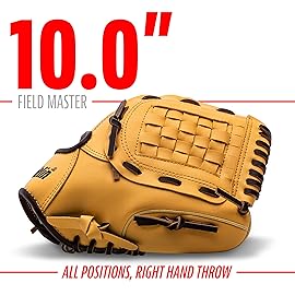 Franklin Sports Field Master Baseball + Softball Glove - Field Master Adult + Youth Baseball + Softball Mitt - Men\'s + Women\'s Gloves - Right Hand Throw - 10 - Camel Brown