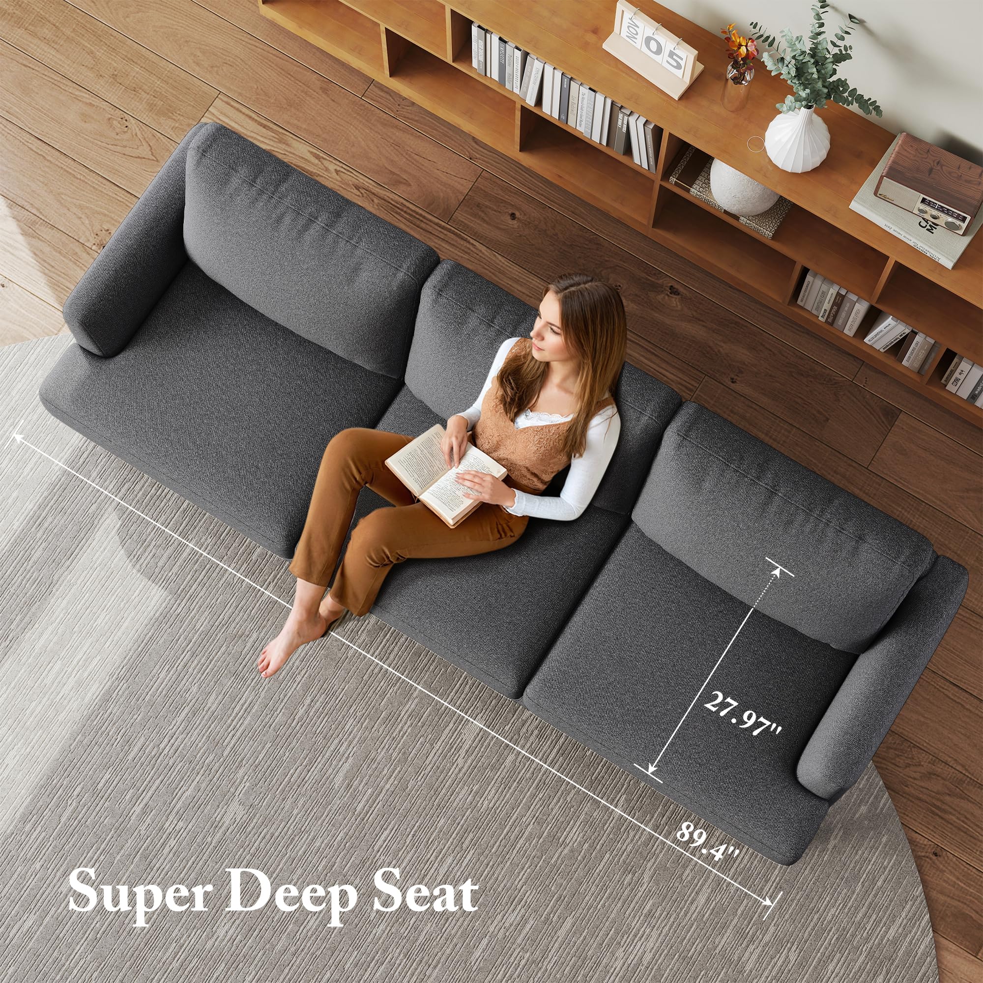 Best Upholstered Sofa Picks for 2026 2 Busaurus 3 Seater Sofa Couch with Deep Seats, 89