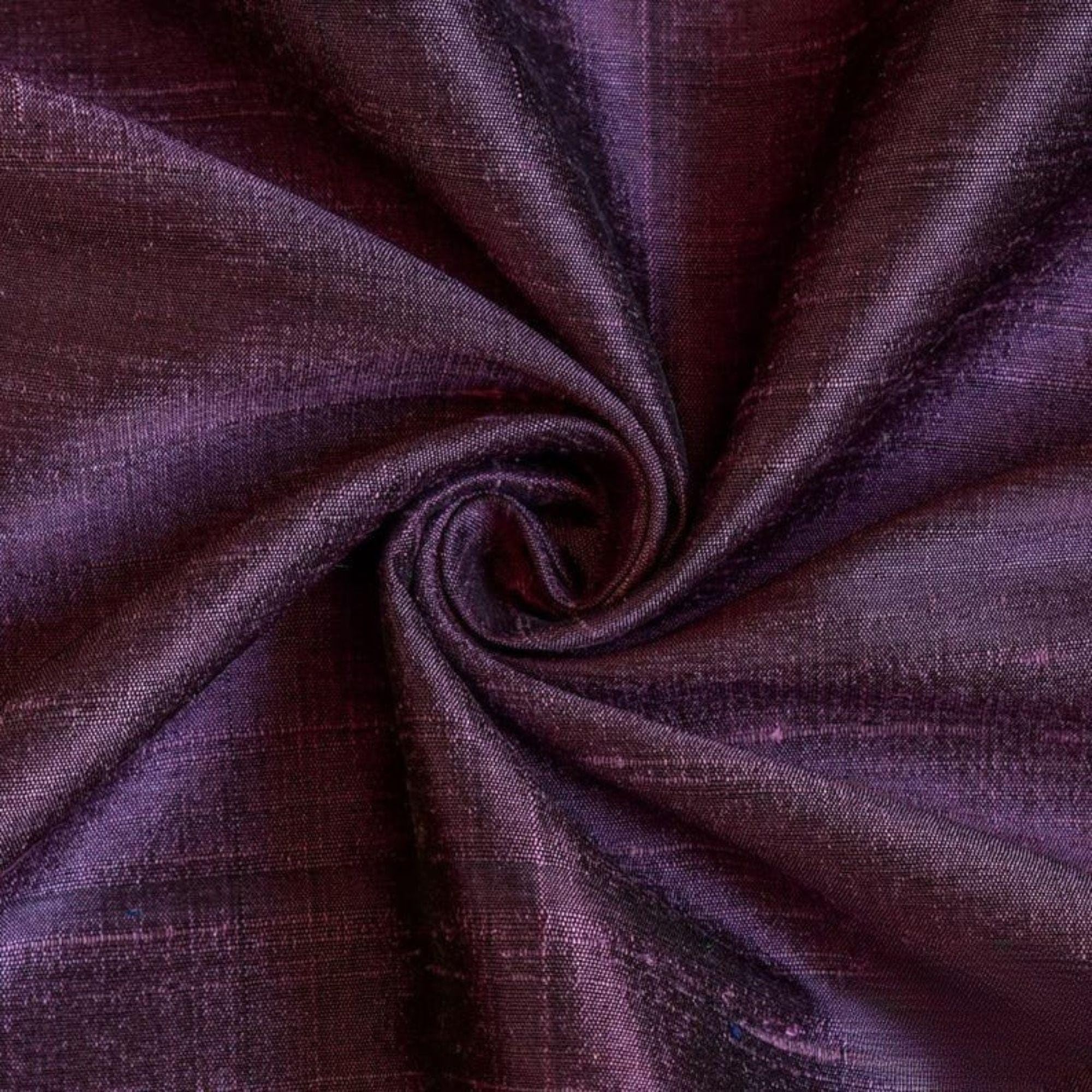 Fabric Mart Direct Vin foncé Dupioni de soie (50% de fil de soie pure et 50% de fil de fausse soie) Tissu au mètre, 104 cm or 41 inches Largeur, 2 mètres continus Violet Combinaison Tissu