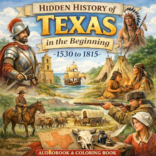 Hidden History of Texas in the Beginning 1530 - 1815 (Audiobook and Coloring Book)