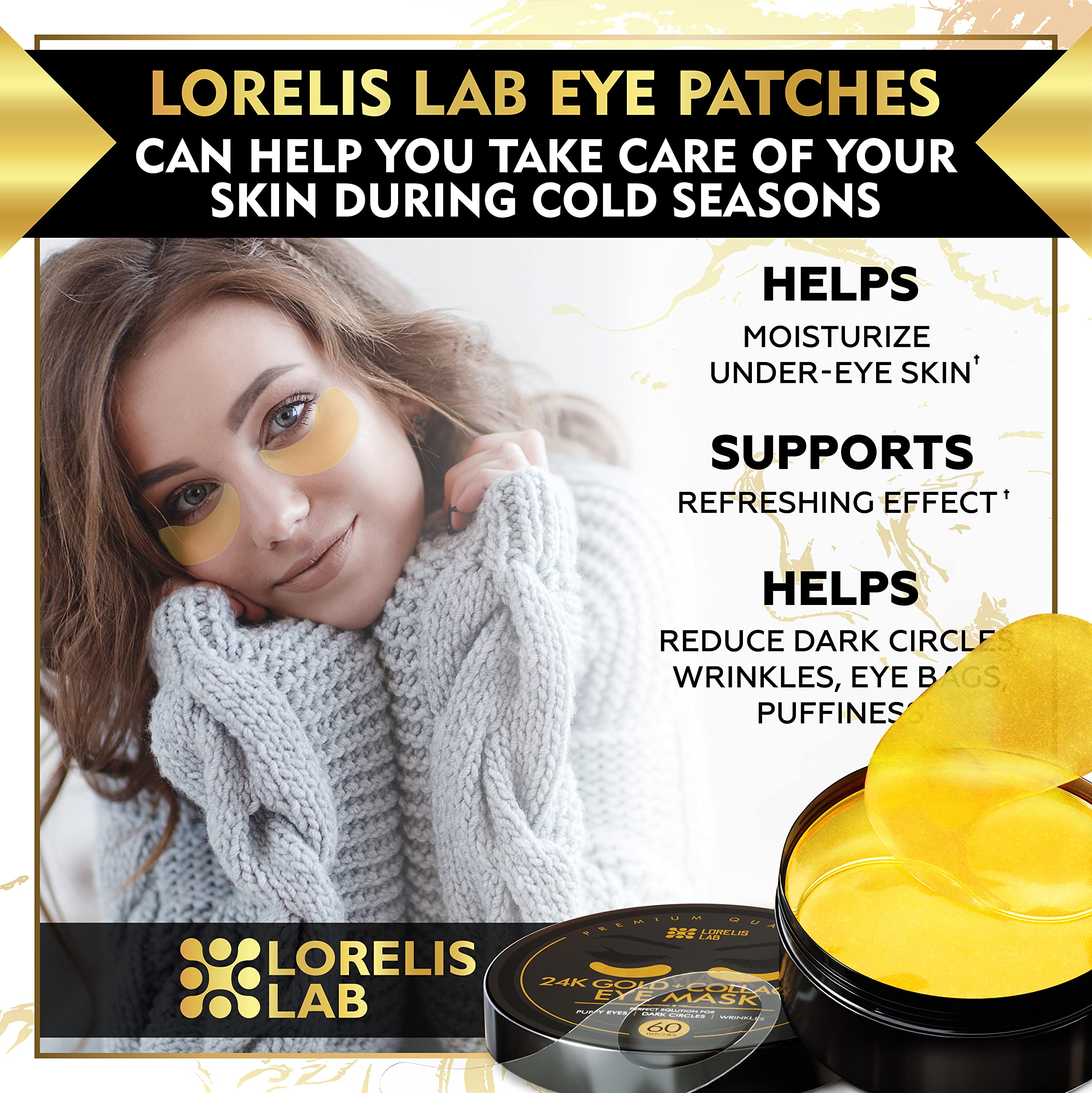 Buy Under Eye Patches 24K Gold Under Eye Mask for Puffy Eyes, Dark