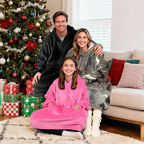 Miniatura 2 de Manta de tamaño grande de sherpa con capucha, cómoda, regalo para adultos, hombres, mujeres, adolescentes, esposa, novia (dálmata)