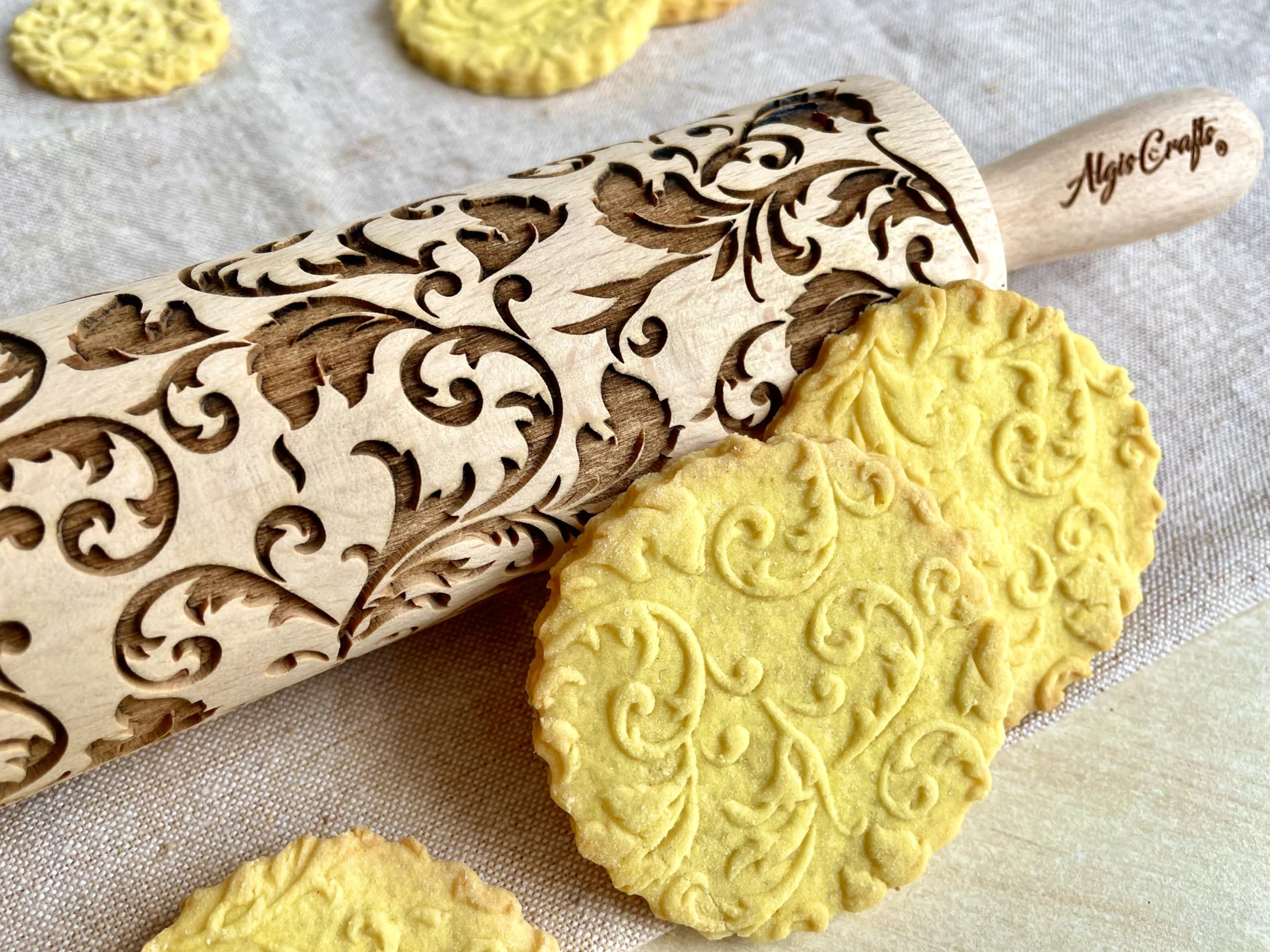 ROYAL Embossed Rolling Pin for Baking Accessories with Laser Engraved Design - Beautifully Handmade Pattern Rolling Pin - Decorative Rolling Pins to Make Unique Bakes