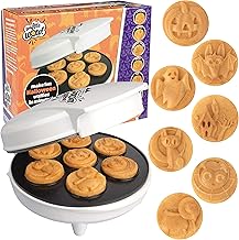 Halloween Mini Waffle Maker - 7 Different Spooky Designs - Make Breakfast Fun This Fall with Electric Nonstick Waffler Iron Featuring a Pumpkin, Bat, Ghost, Spider & More