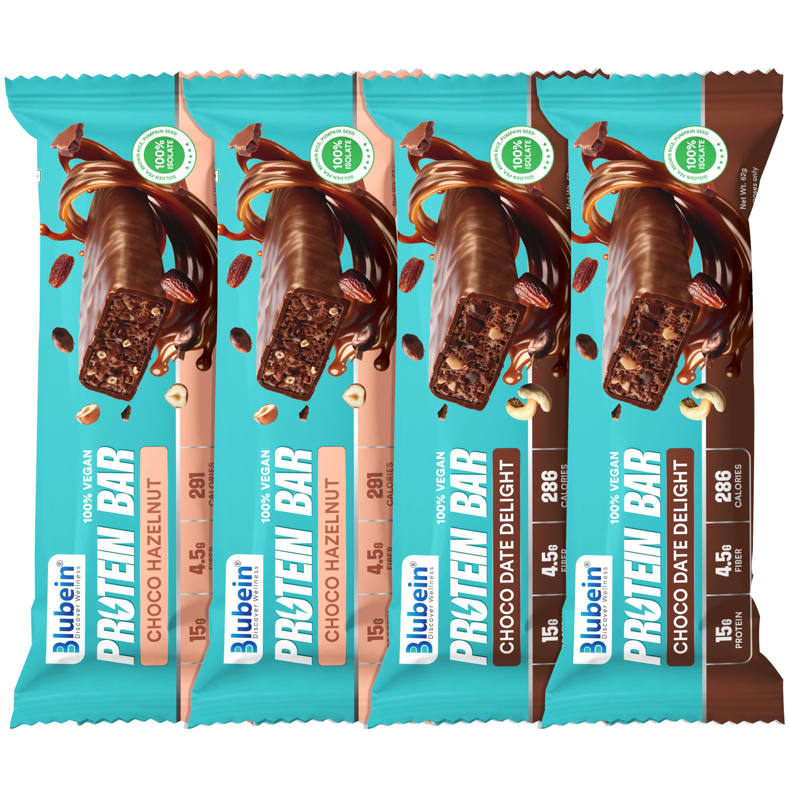 Blubein Protein Bar - Choco Date Delight, 15g Plant Protein, Protein bars without sugar, No Gluten or Soy, No Palm Oil, Made with 100% Natural Ingredients & No Preservatives, Non-GMO | 63g Bar — Amazon image 10