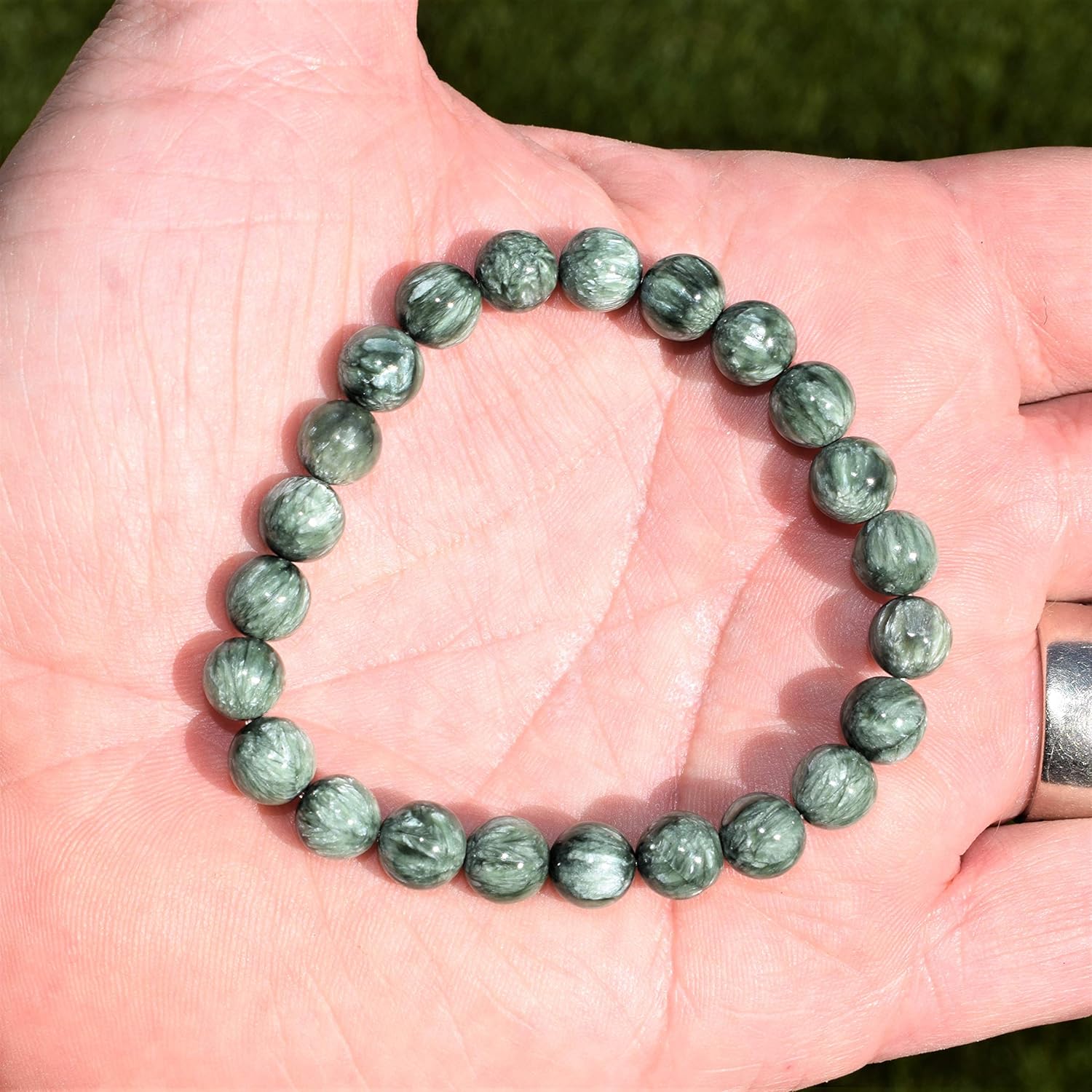 Zenergy Gems Charged Premium Natural Gemstone Crystal 8mm Bead Bracelet + Moroccan Selenite Charging Crystal [Included]
