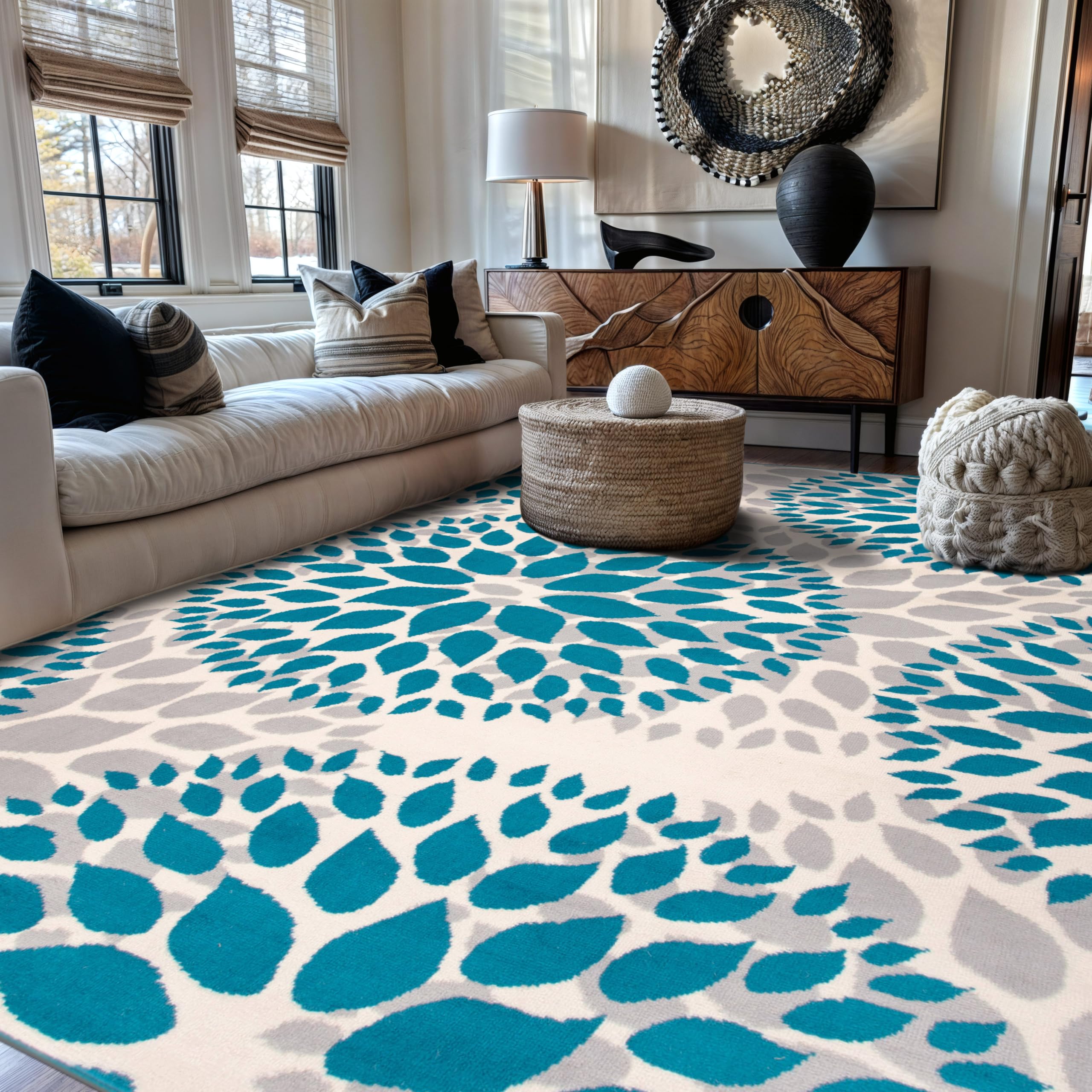 Amazon.com: Rugshop Modern Floral Circles Design for Living Room