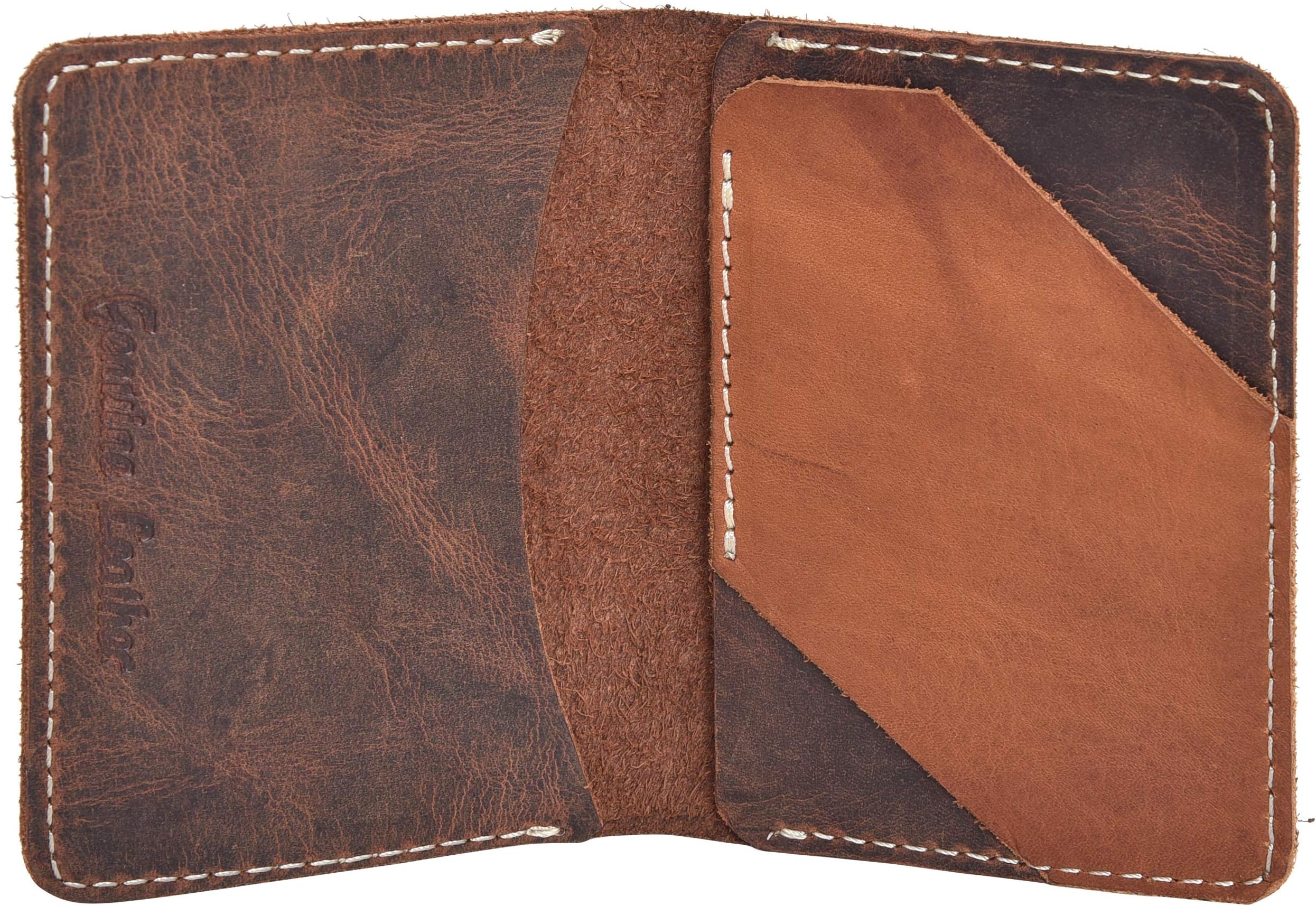 Wild Buck Genuine Leather Made Brown::Tan Coloured Card Holder for Unisex