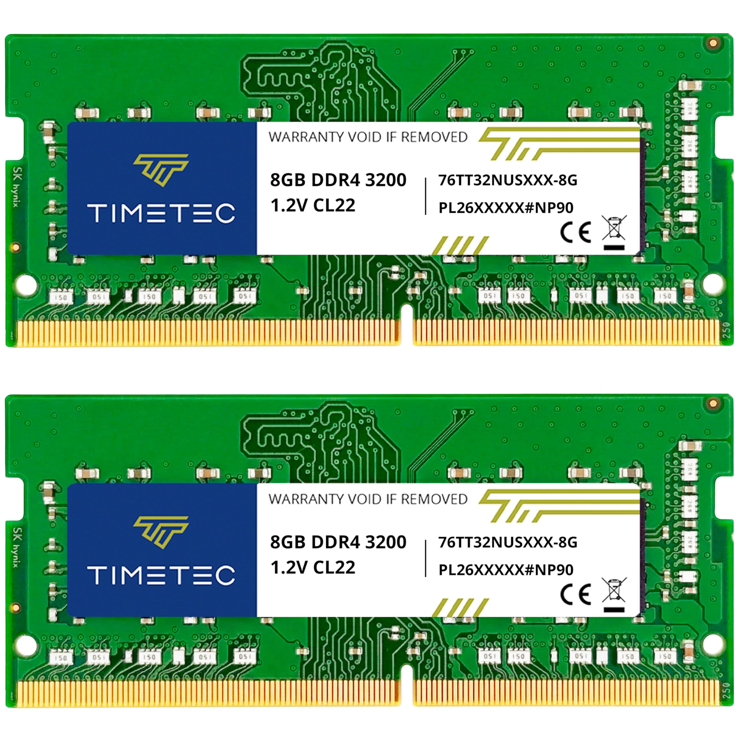 Timetec 16 Go(2x8Go) DDR4 3200 MHz (PC4-3200AA) PC4-25600 SODIMM – Non-ECC sans Tampon, 260 Broches, 1,2 V CL22, Module de mémoire pour Ordinateur Portable, Mini-PC et Ordinateur Tout-en-Un