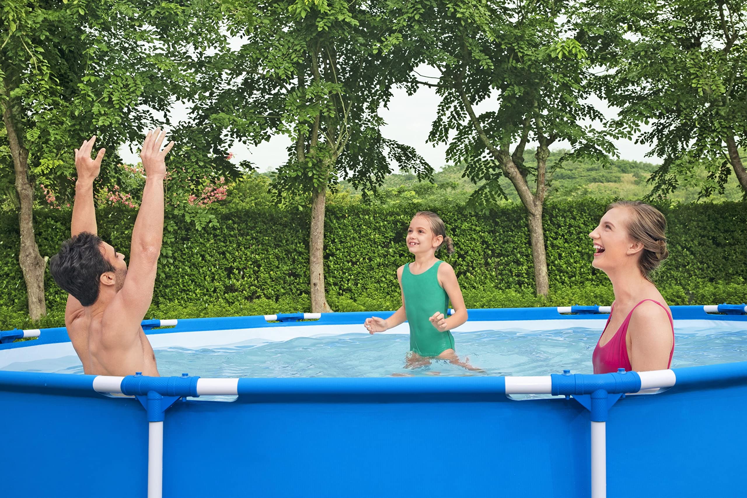 Bestway Steel Pro Frame Pool-Set Ø 396 x 84 cm mit Filterpumpe, blau, rund