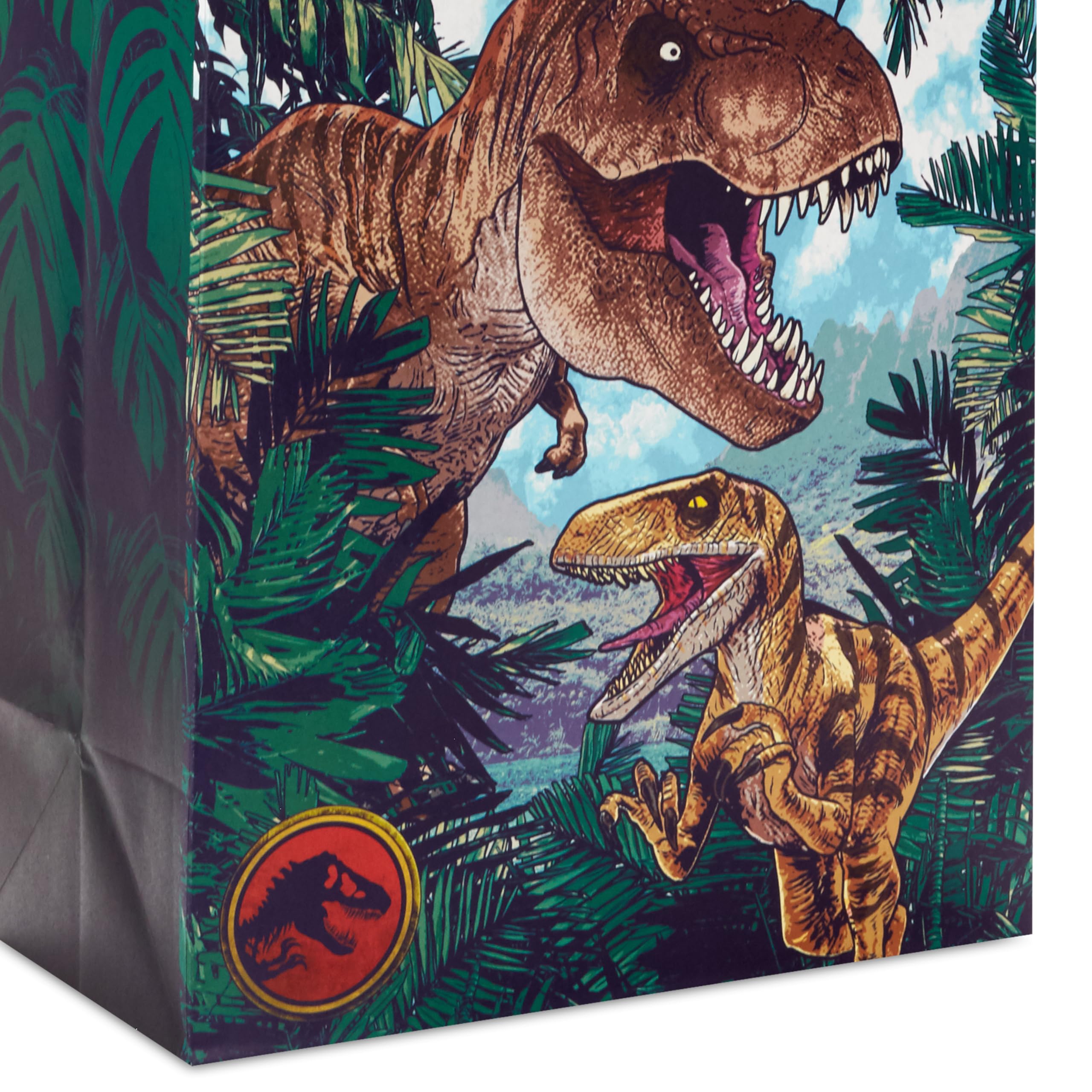 Hallmark Jurassic Park 13" Large Gift Bag with Tissue Paper (T-Rex, Dinosaurs) for Birthdays, Christmas, Holidays