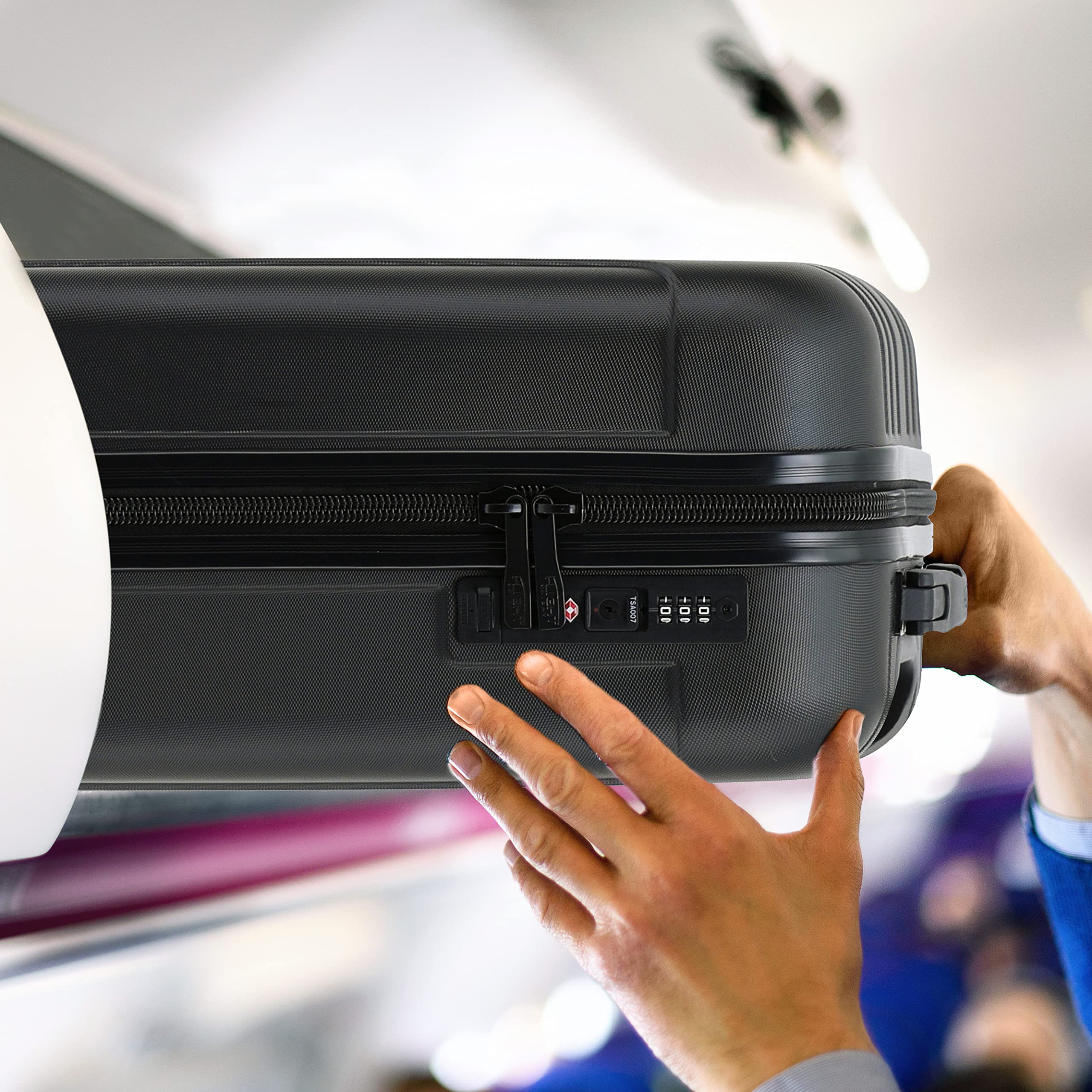 Flight Knight Premium Valigia Da Cabina Leggera Rigida - 8 Ruote Girevoli - Lucchetto Tsa Integrato E Porta Usb - Bagaglio Approvato Per Compagnie Aeree Come Easyjet E Lufthansa 55x40x23cm