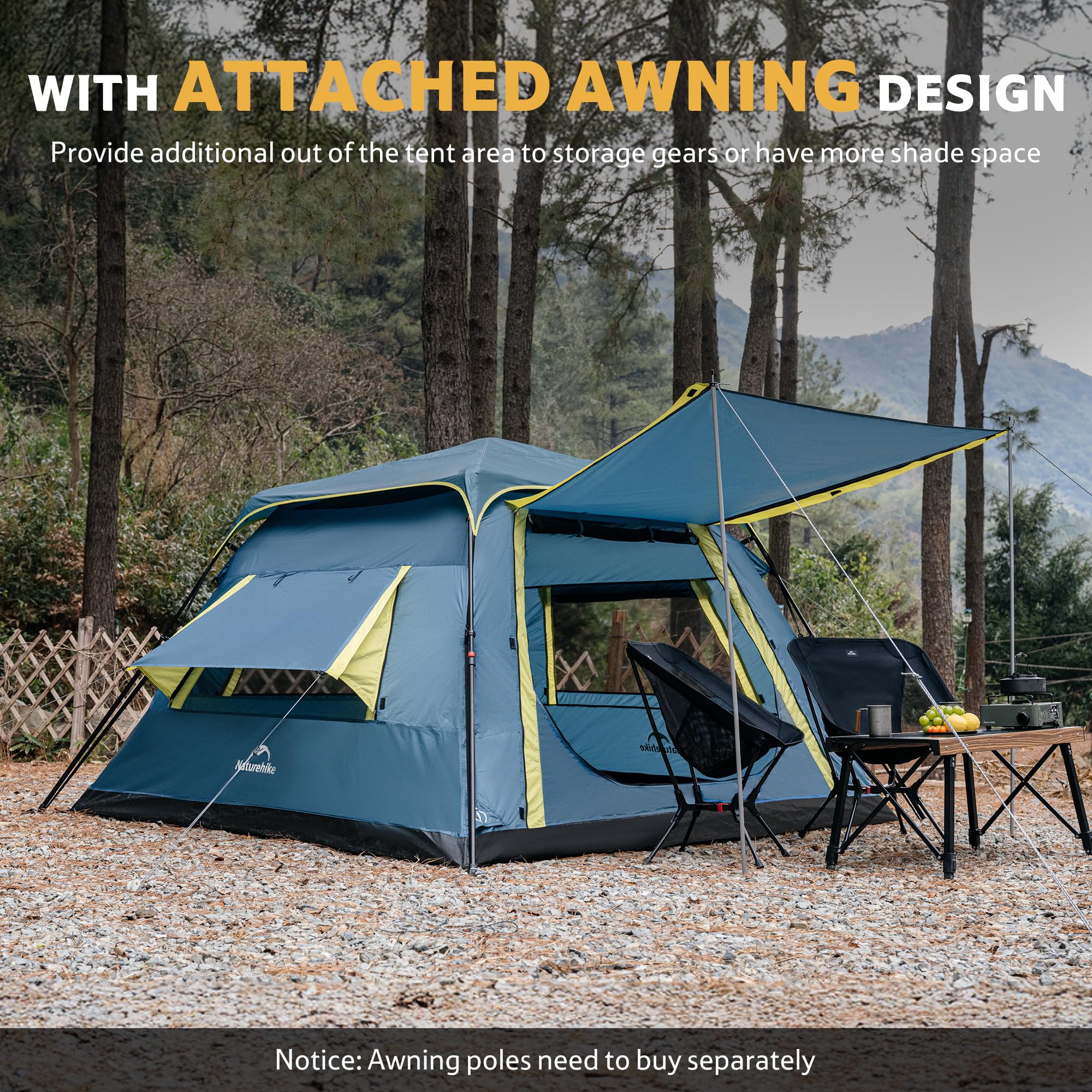 Naturehike Cape-Lite - Tienda de campaña tipo túnel impermeable para 4-6 personas, con PU3000 mm, para camping, viajes en coche y actividades al aire libre