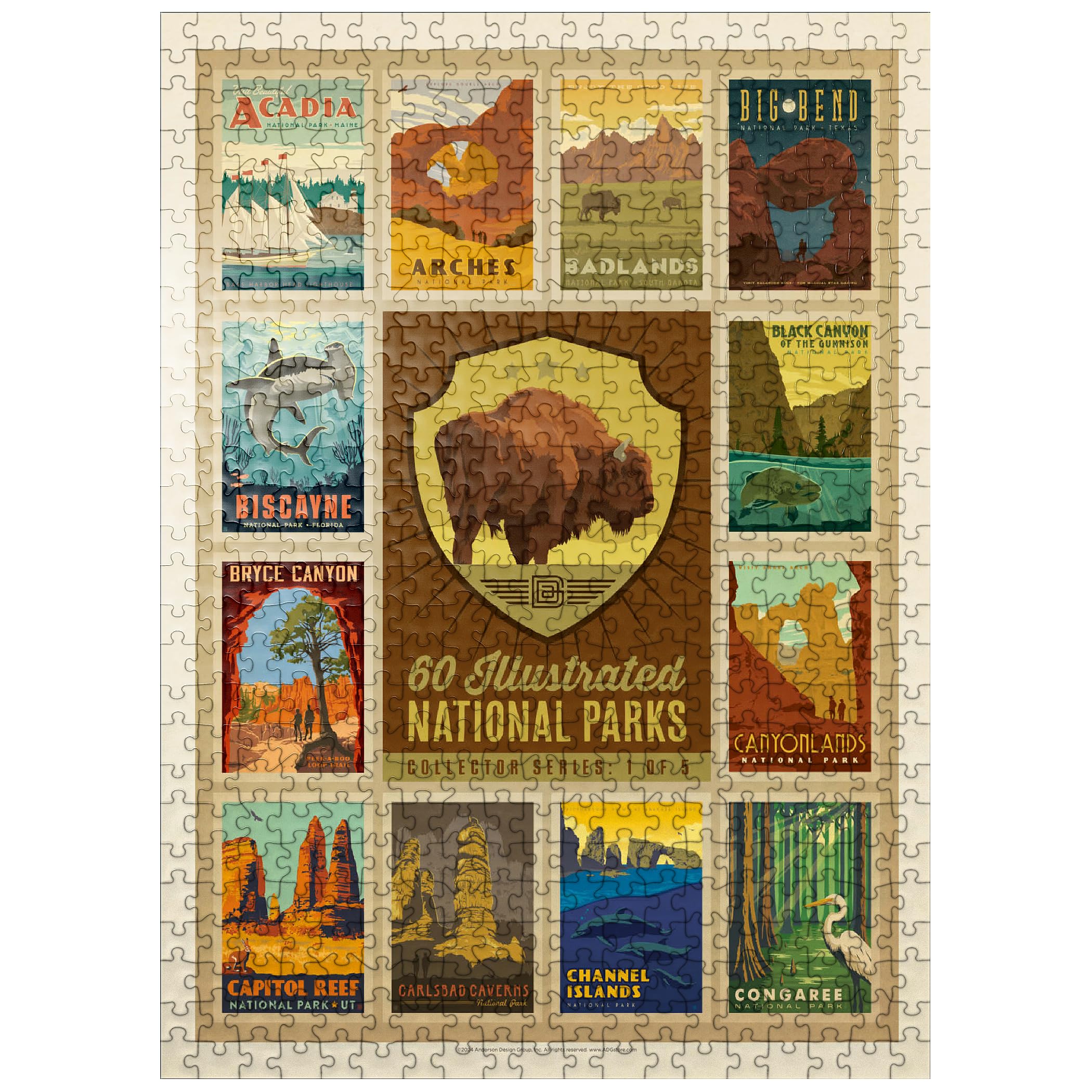 MyPuzzle National Parks Collector Series - Edition 1, Vintage Poster - Premium 500 Piece Jigsaw Puzzle for Adults
