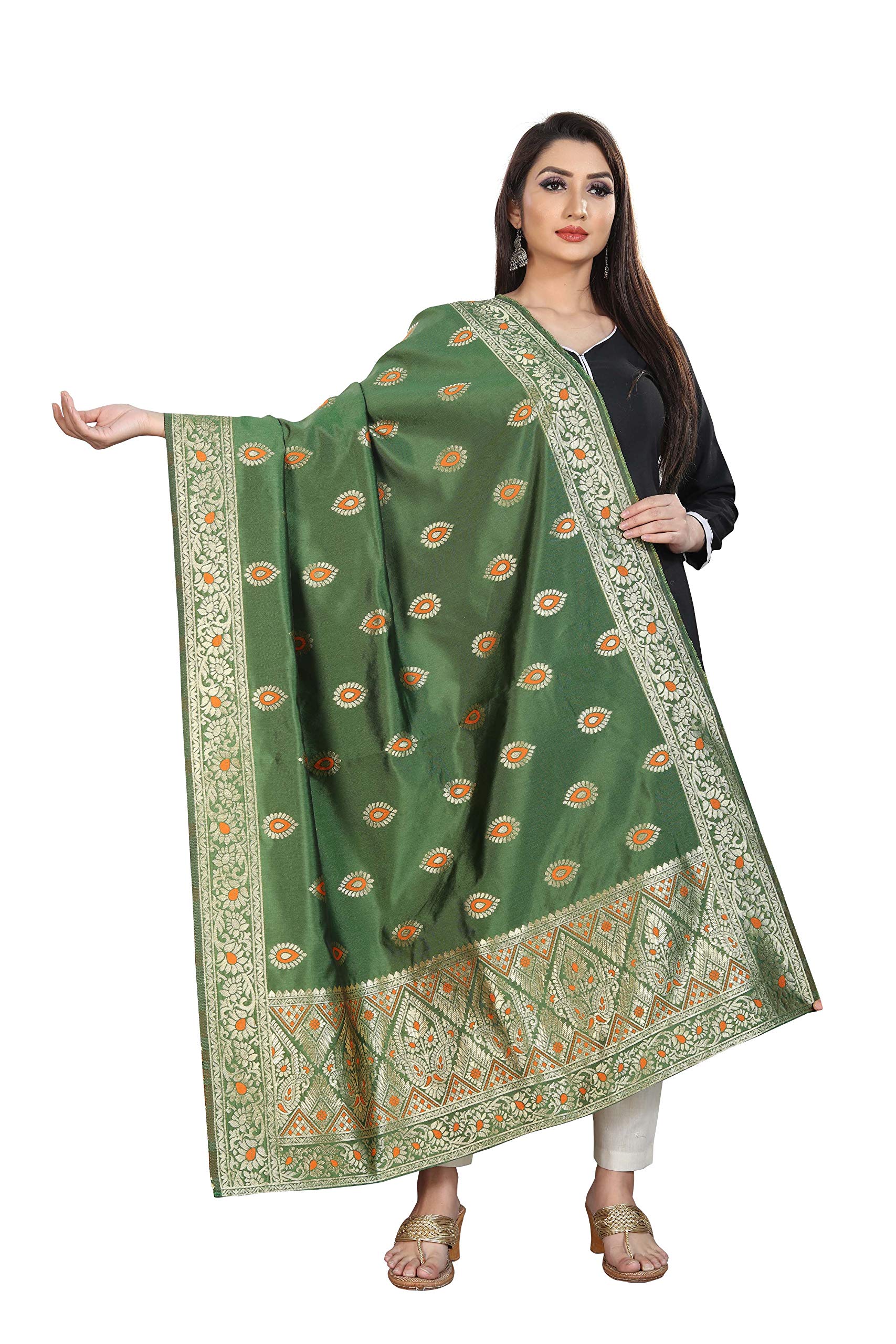 sameeha Jacquard Banarasi Silk Zari Work Dupatta For Women - Free Size-picture-11