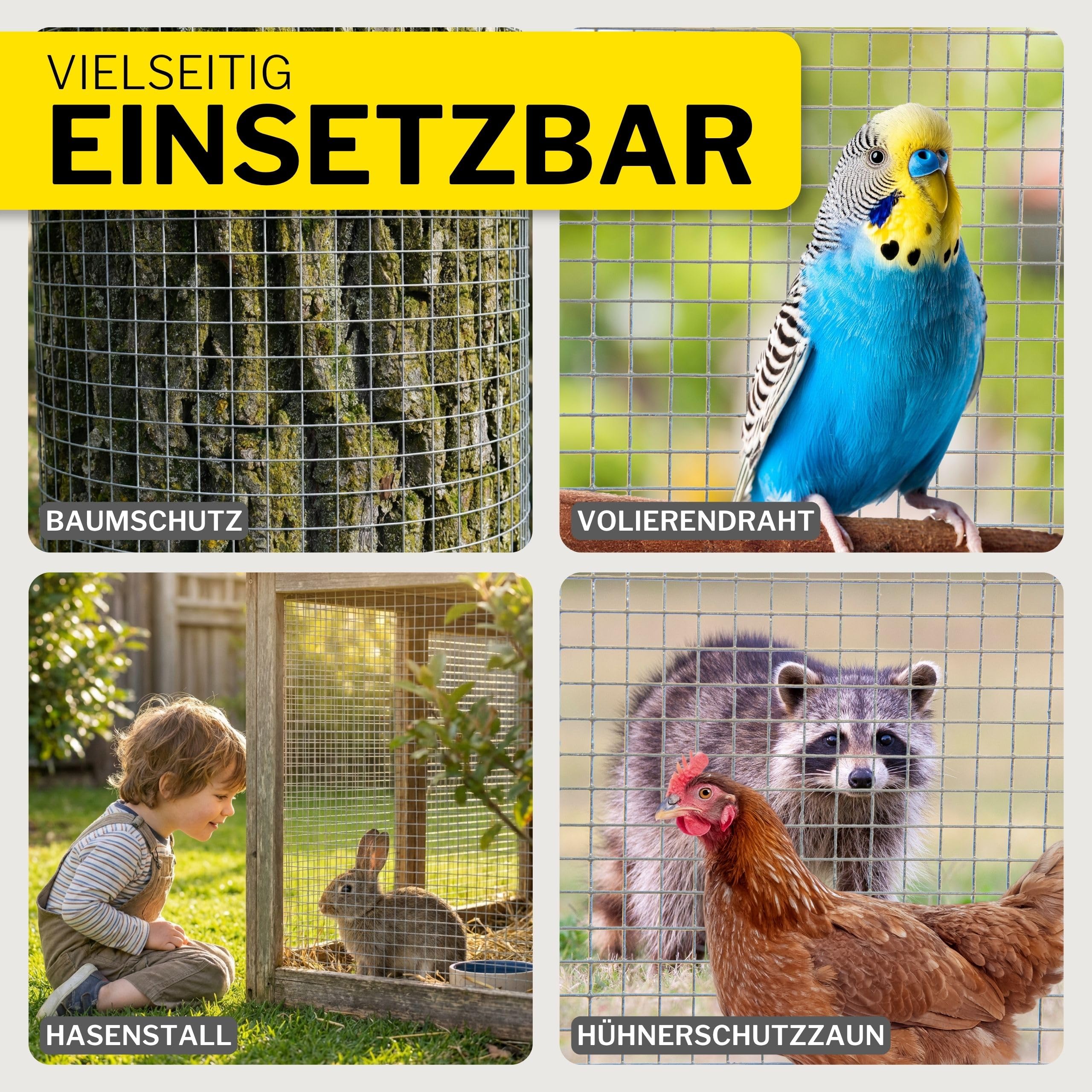 horizont Wühlmausgitter - 1 x 5 m - Maschenweite 6,3 mm - verzinkt - Drahtgitter feinmaschig, Volierendraht, Maulwurfgitter, Kaninchendraht, Vogelschutzgitter, Hasendraht, Maschendrahtzaun