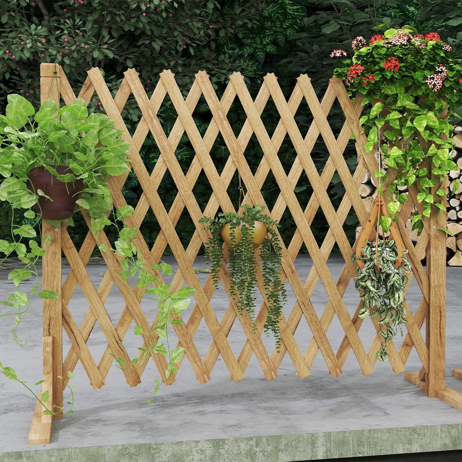 Nisorpa Lot de 2 clôtures extensibles en bois massif - Treillis extensible sur pied - Longueur réglable de 34 à 160 cm - Clôture rétractable pour intérieur et extérieur - Clôture de jardin extensible