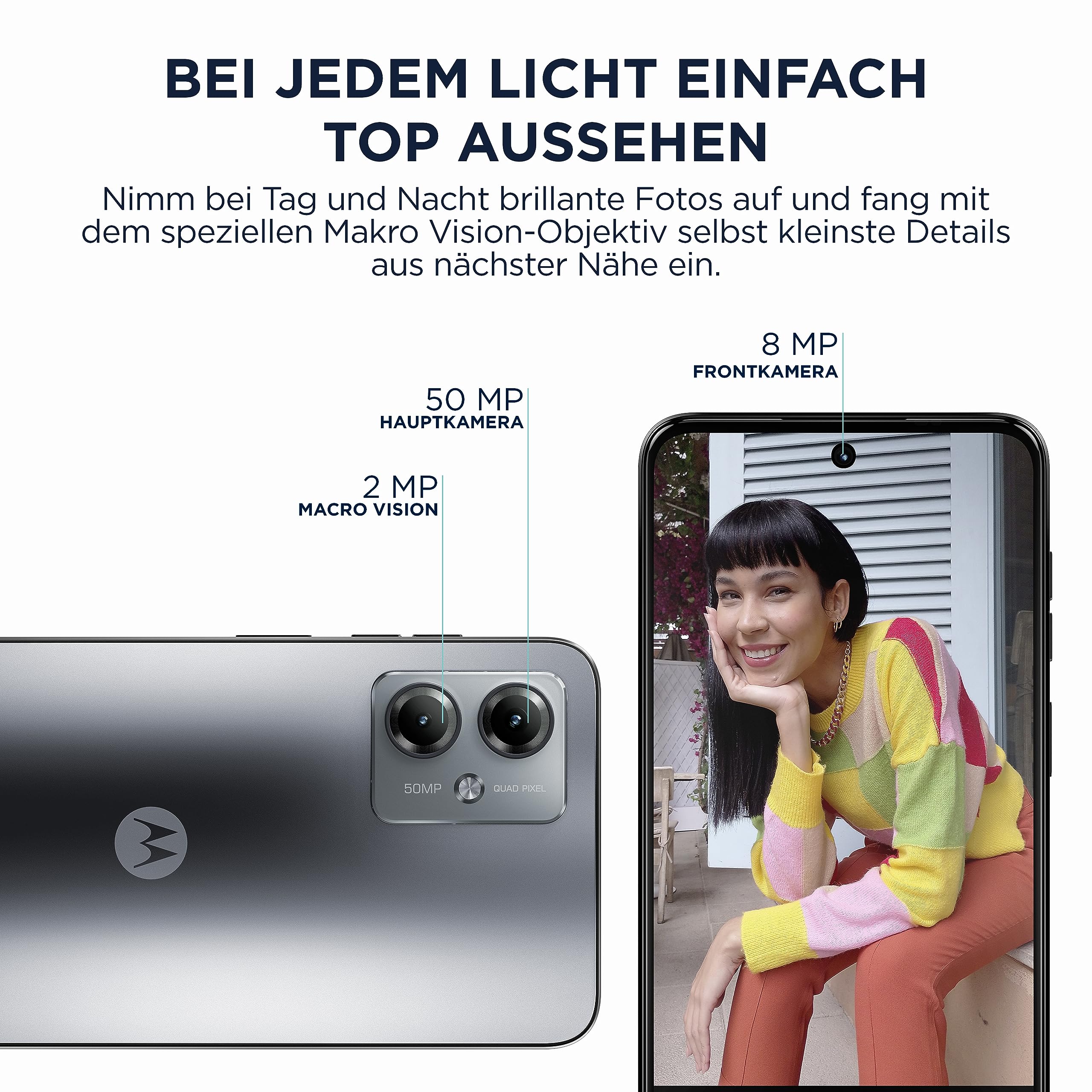 Motorola Motorcycle g14 Smartphone (ekran FHD+ 6,5", aparat 50 MP, 4/128 GB, 5000 mAh, Android 13) stalowy szary, z etui ochronnym w zestawie [Tylko Amazon]