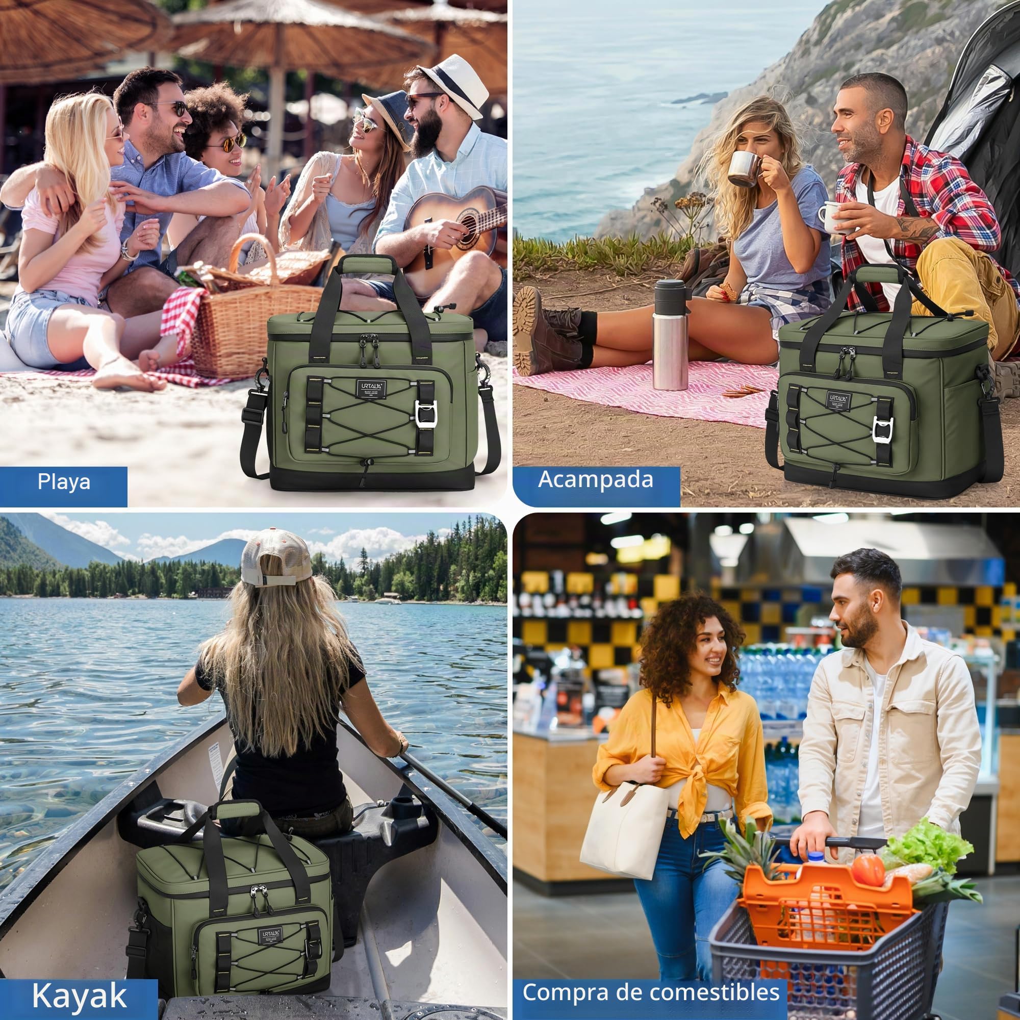 Urtala Bolsa Térmica, Nevera Portátil Aislante e Impermeable para acampadas, Viajes, la Compra y la Pesca, 30L