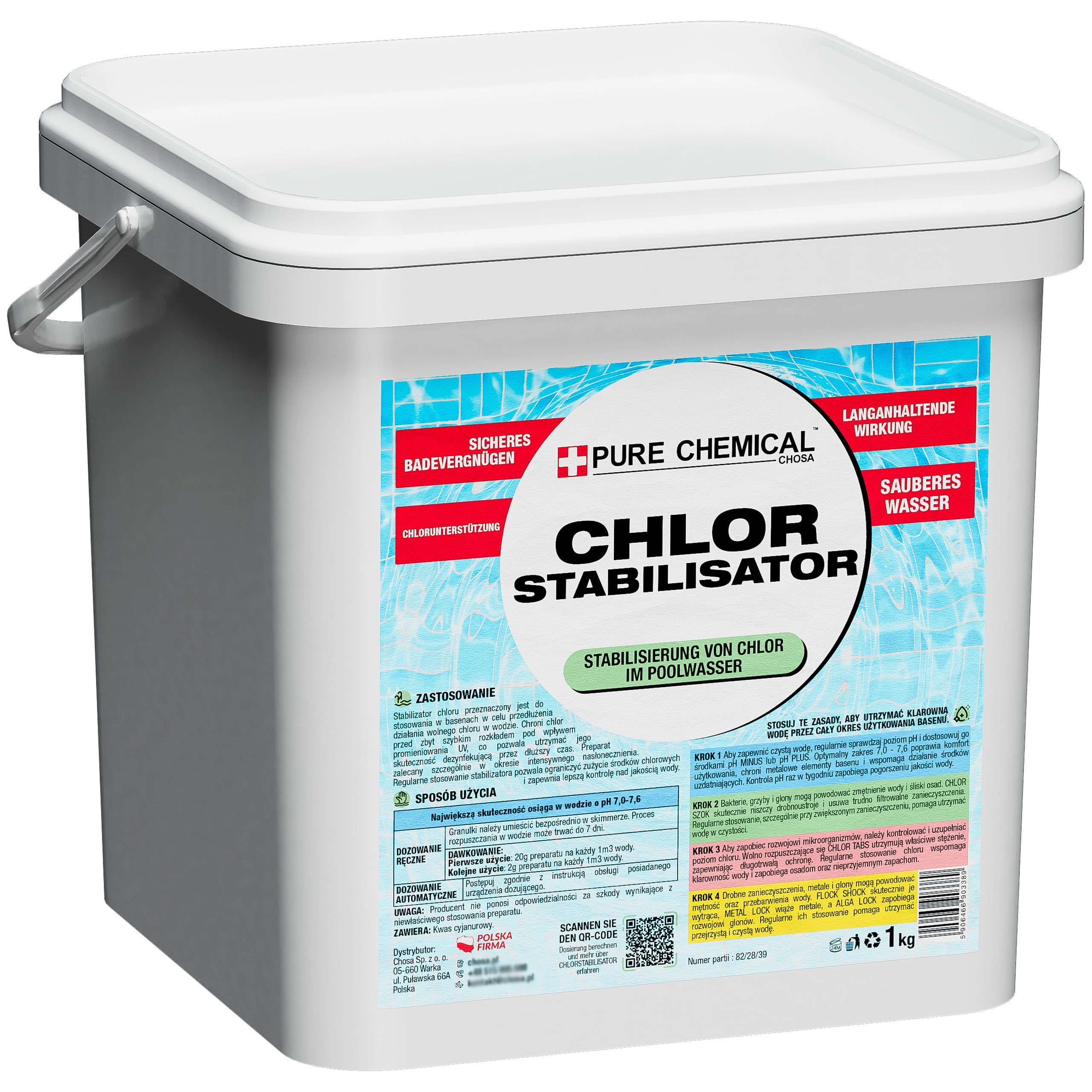 CHOSA - Chlorstabilisator 1kg für Pool – Reduziert Chlorverbrauch - Poolpflege - Chlorverbrauch - Geruch reduzieren (1kg)