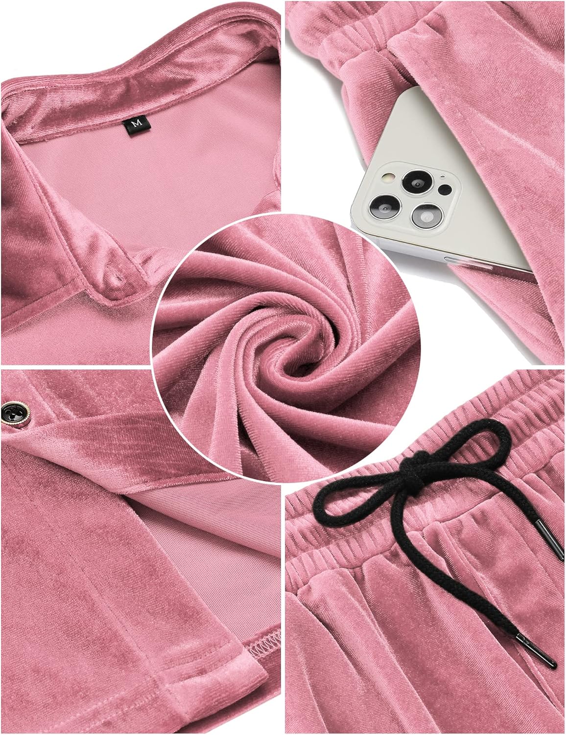 LecGee Men Summer Casual Short Sets Velvet Short Sleeve Button Down Shirt Elastic Waist Shorts 2 Piece Outfits Tracksuit - Image 5