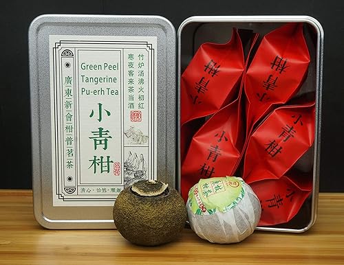 Té Pu-erh de cáscara verde naranja. Té Pu-erh de cáscara de mandarina. XiaoQingGan Caja de té. Embalaje independienteDe GuangDong XinHui