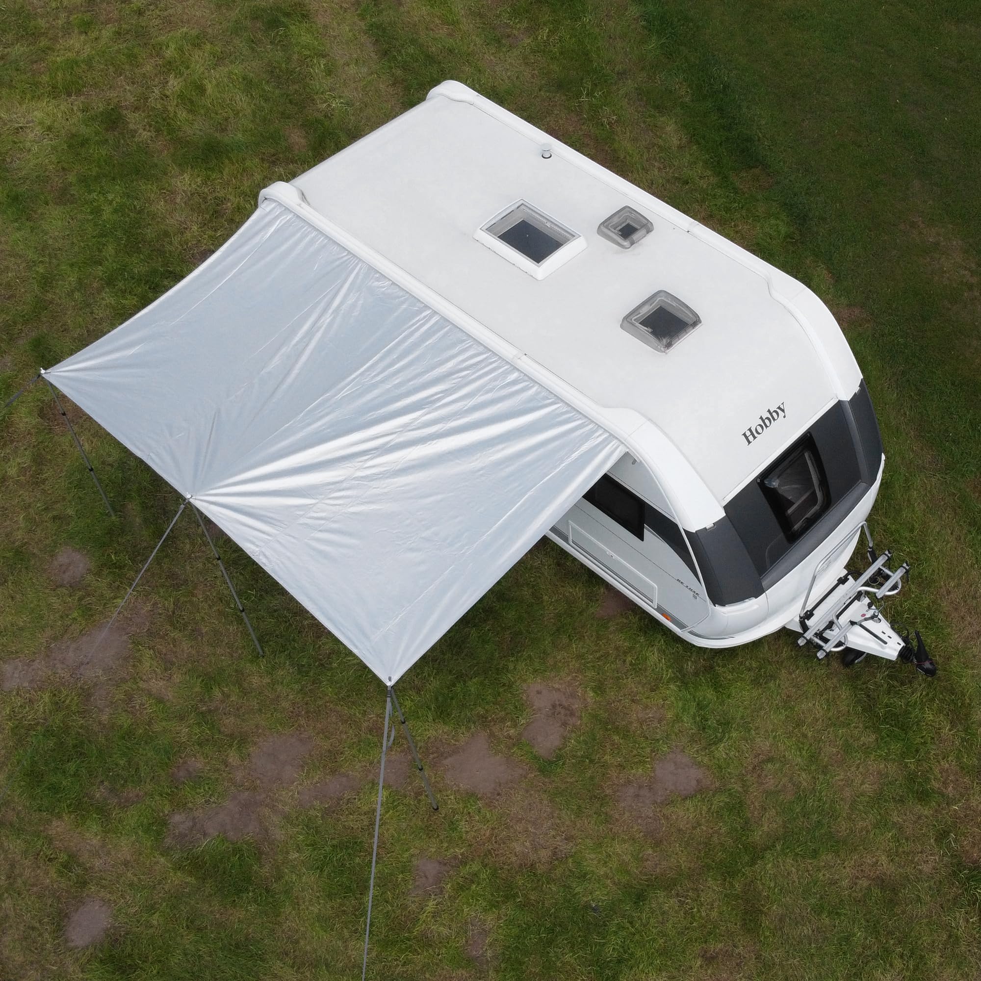 your GEAR Plandeka termiczna do przyczep kempingowych 435 x 250 cm – żagiel przeciwsłoneczny do przyczepy kempingowej UV 80+, odblaskowa, nieprzepuszczająca światła, wodoszczelna