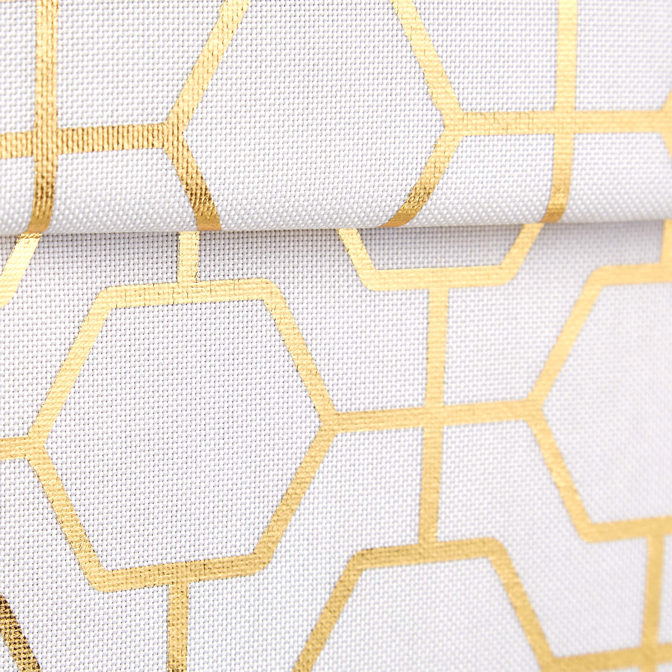 Relaxdays Pouf Pieghevole, Sgabello Imbottito con Coperchio, Motivi Geometrici, Spazioso, HLP: 38x38x38 cm, Bianco-Oro