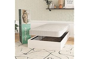 REALROOMS DreamSaver Platform Bed Frame and Mattress Set, Twin, Ivory Oak