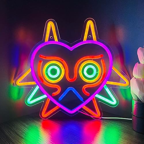 GGK Majora's Mask LED Sign LoZ Neon Sign for Room Wall Decor Gamer Gifts Zelda Mask Game Room Decor LED Neon Light for Zelda Fans (Majoras Mask) - Mask