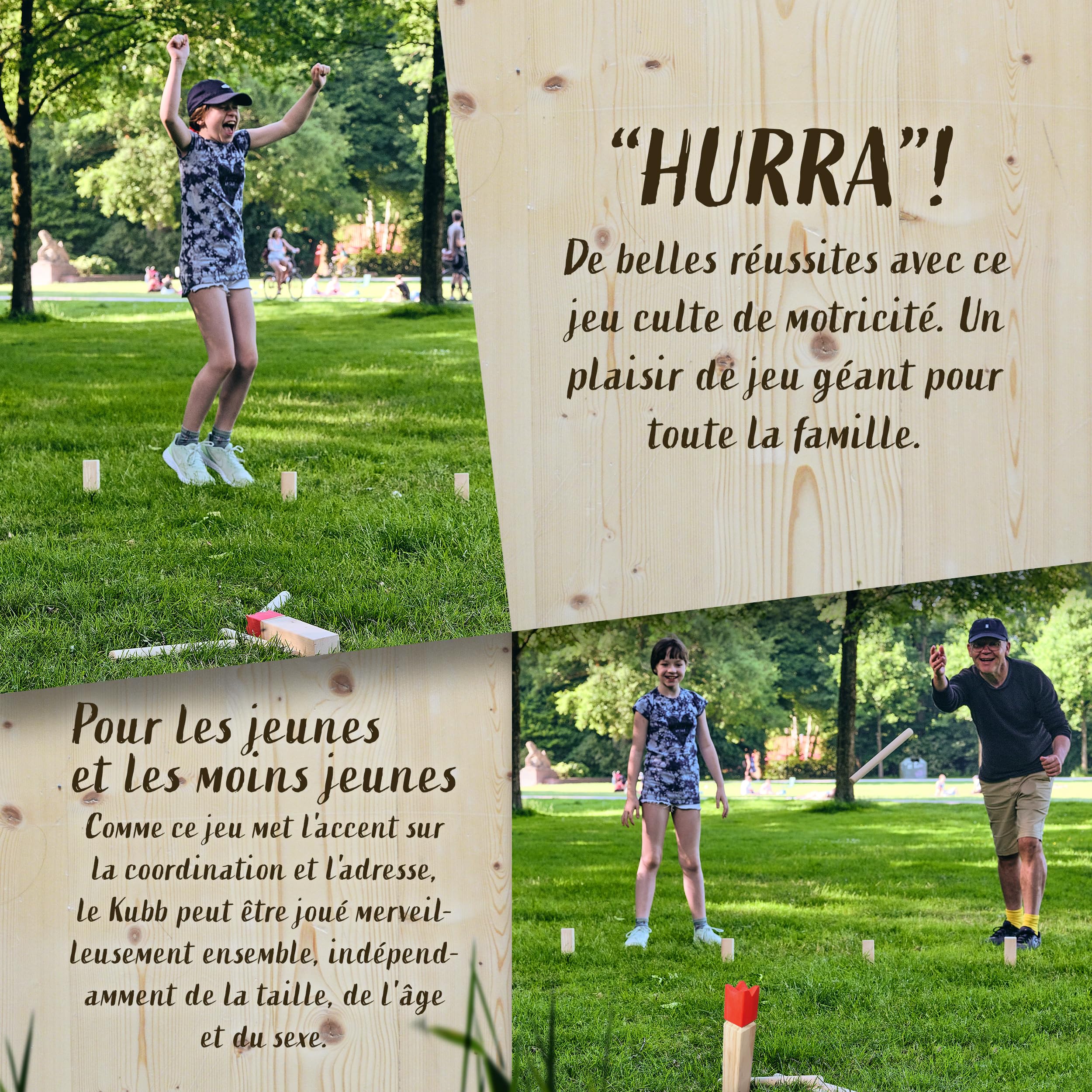 Ocean 5 Kubb - Original Jeu de Société Viking | Jeu en Bois Premium| Jeux de Société Suédois en Bois| Jeu de Réflexion pour Enfants et Adultes