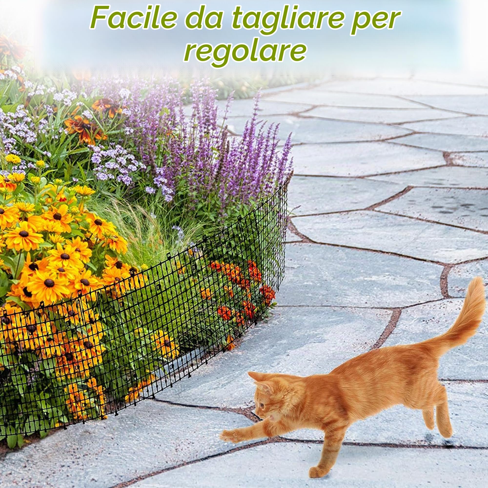 Dissuasore per Gatti, 400x30cm Tappetino Repellente per Gatti, Plastica Repellente Gatti Anti Gatto Giardino Adatto Dissuasori per Gatti per Prato Giardino Interno Esterno & 16 Pioli U(Bianco)