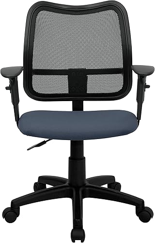 Miniatura 6 de Flash Furniture Alber Silla de oficina giratoria de malla azul marino con brazos ajustables