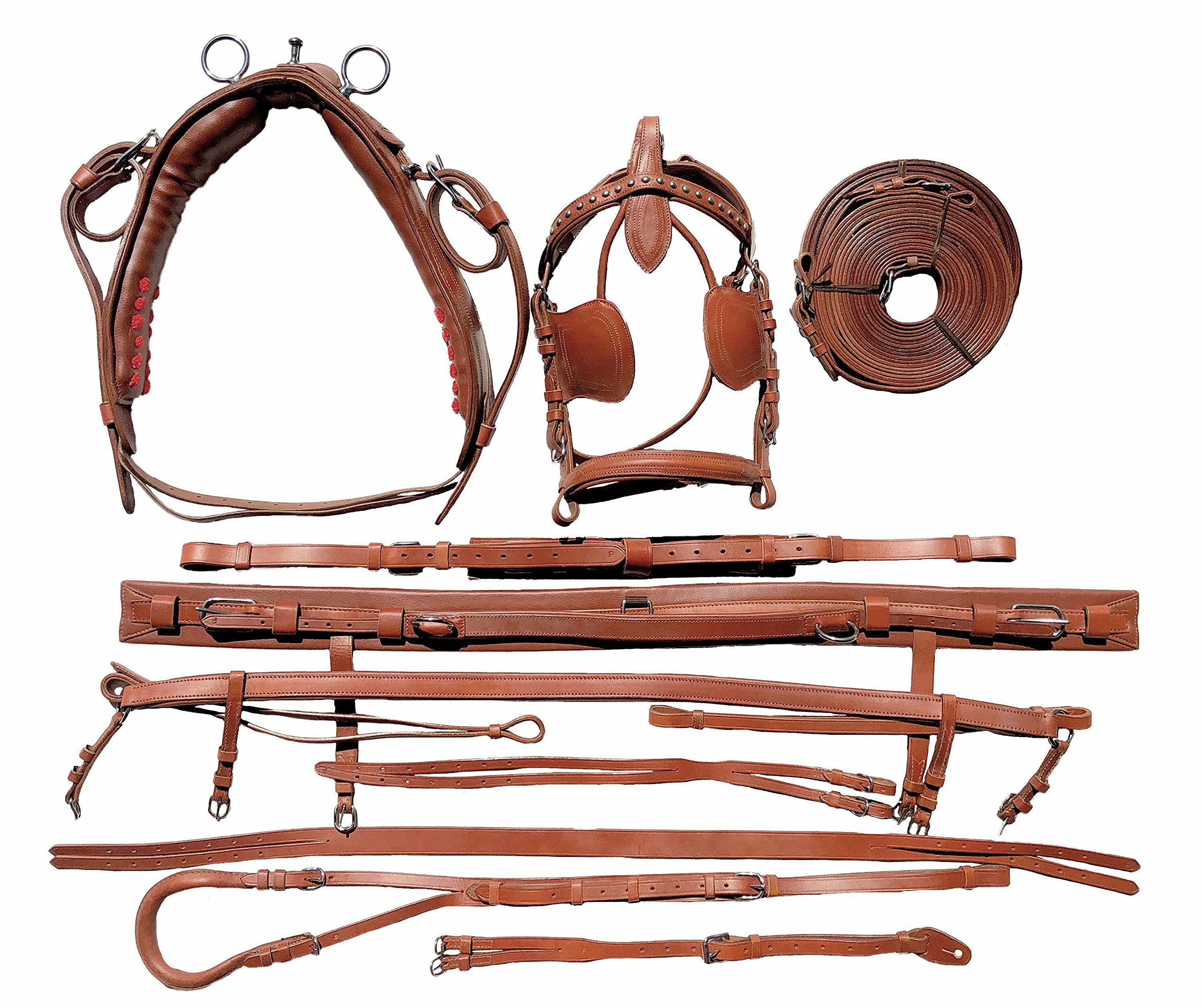 Equitem Tan Brown Leather Cob Driving Show Training Cart Harness