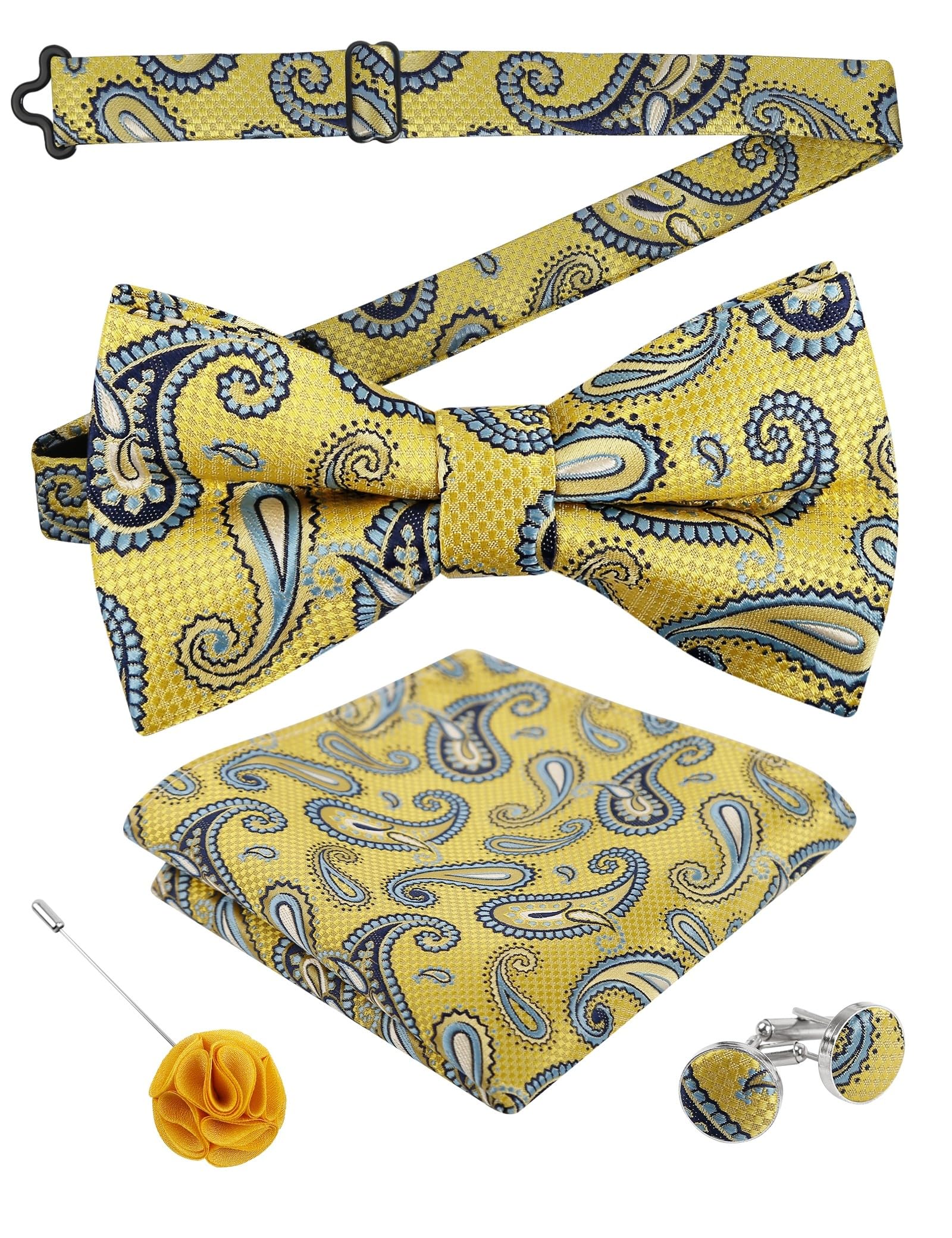 Alizeal Mens 4pcs Vintage Paisley Bow Tie Set