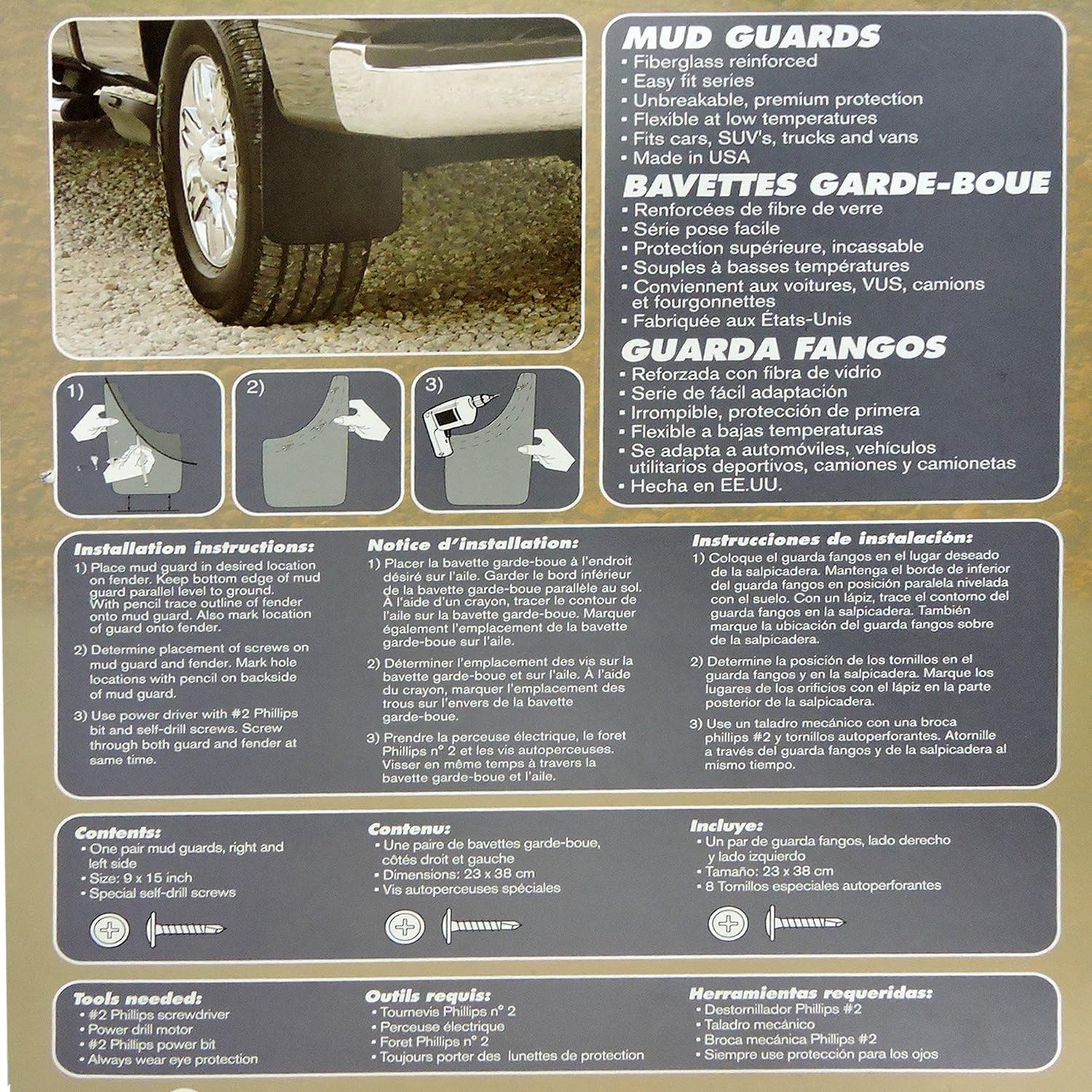 Jeep 11x19 Easy Fit Mud Guards Splash Guards1 Pair