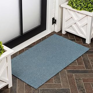 JONATHAN Y Peater Classic Casual Commercial Natural Coir Coastal Blue 17 in. x 30 in. Doormat for Entrance, Front Door, Entryway CHG100D-1730