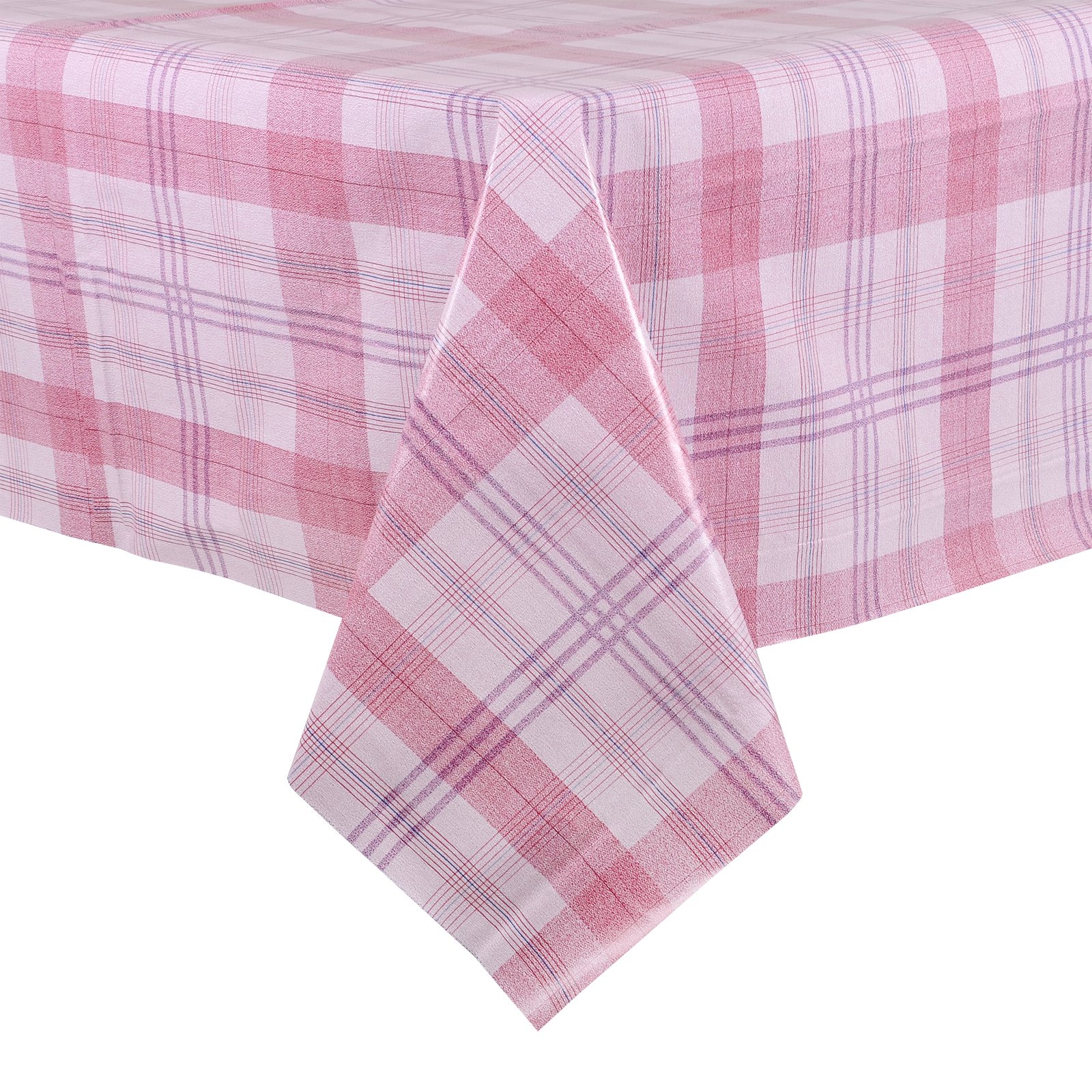 Micro-Pro Pink Plaid Wipe Clean PVC Vinyl Tablecloth Table Cover Protector 140x240cm