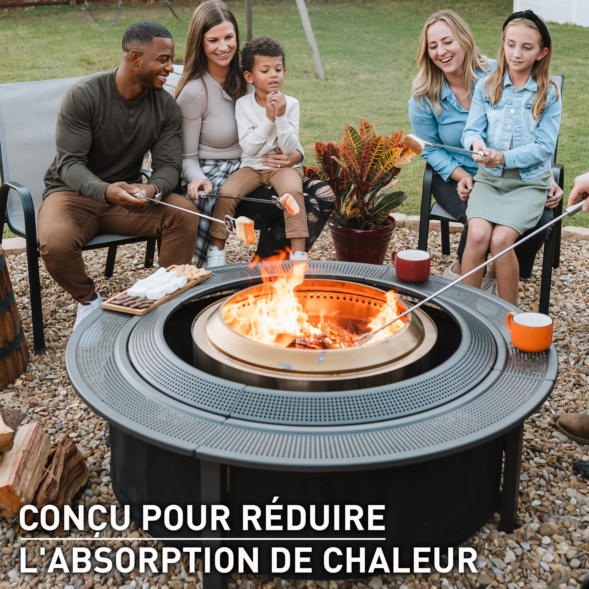 Solo Stove Plateau Surround pour brasero, Grand | Permet de surélever Les braseros à Bois Yukon, Acier thermolaqué/Tissu d'extérieur résistant aux UV, Dimensions (HxDia) : 52 x 133,5 cm, Noir