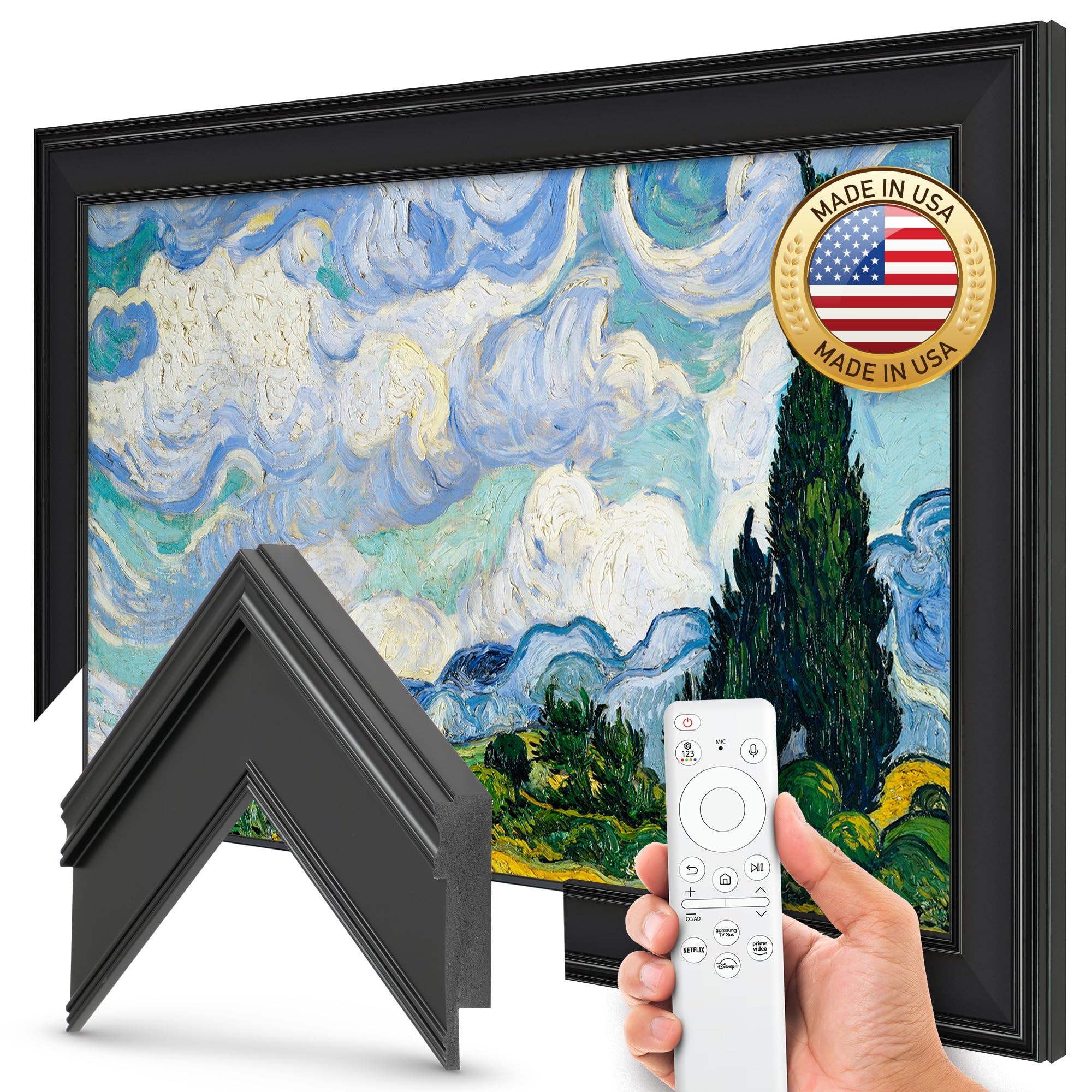 Black 55" Premiere Deco TV Frame - Compatible ONLY with Samsung The Frame TVs (Fits 2021-2025, LS03A, LS03B, LS03C, LS03D, LS03FA)